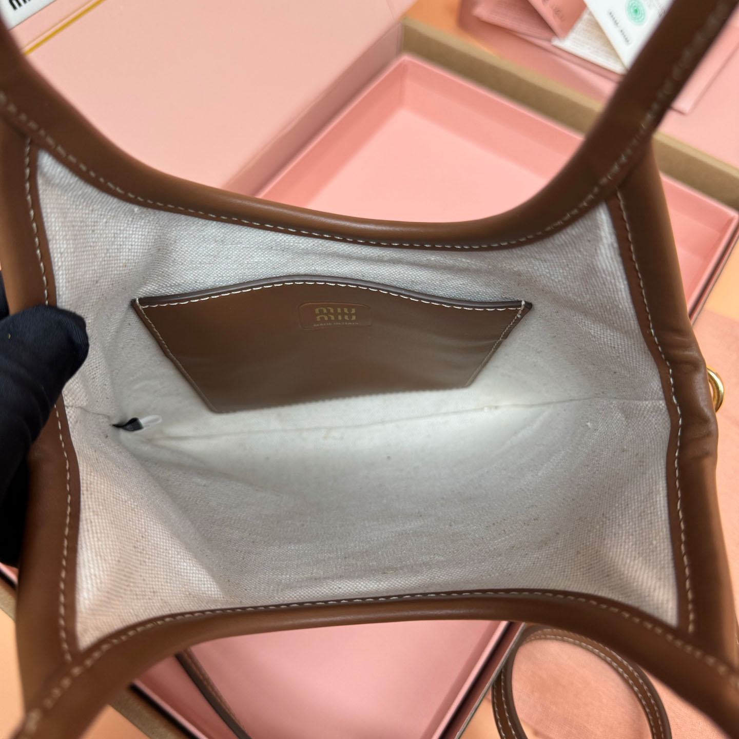 Miu Miu Ivy Canvas And Leather Bag - DopestKickz