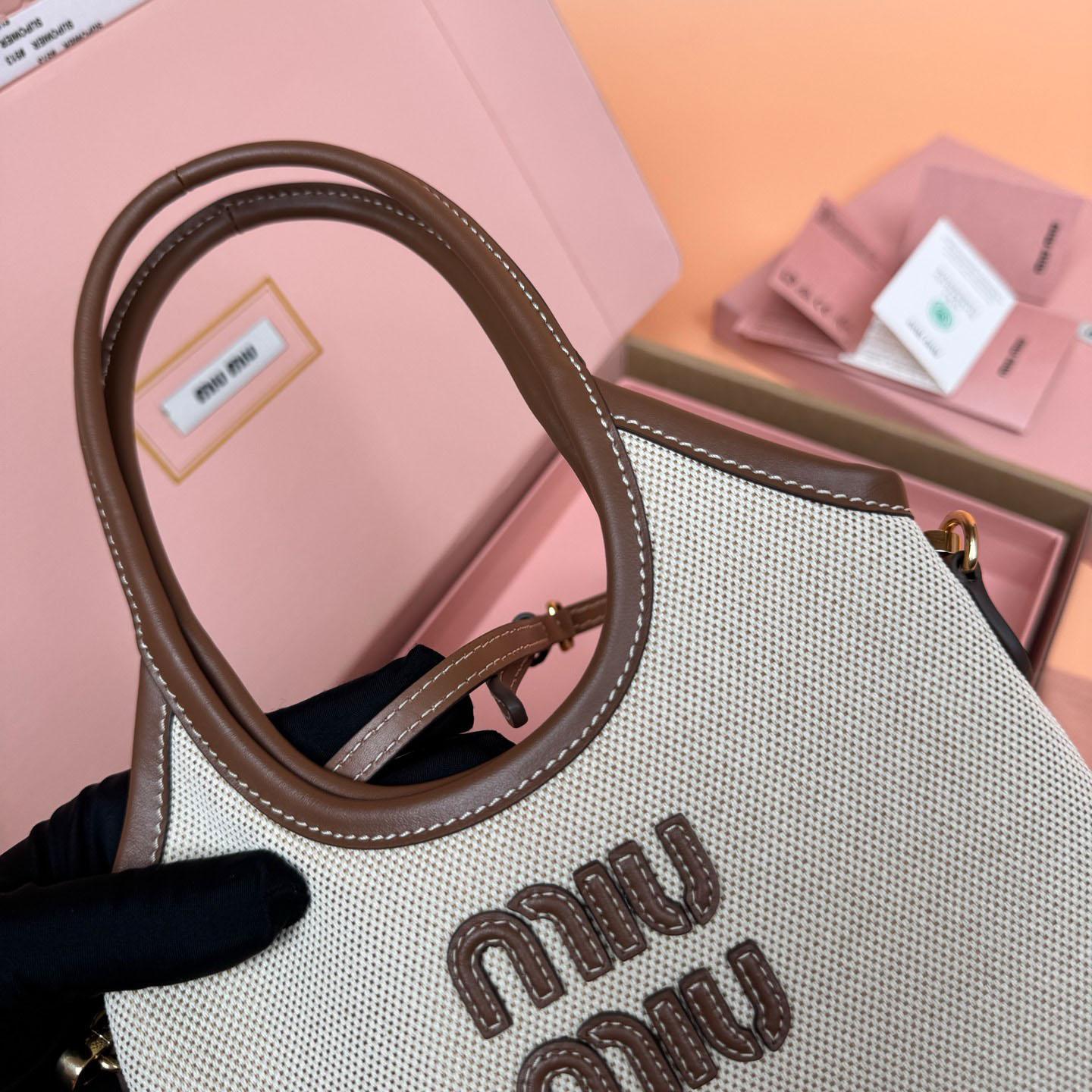 Miu Miu Ivy Canvas And Leather Bag - DopestKickz