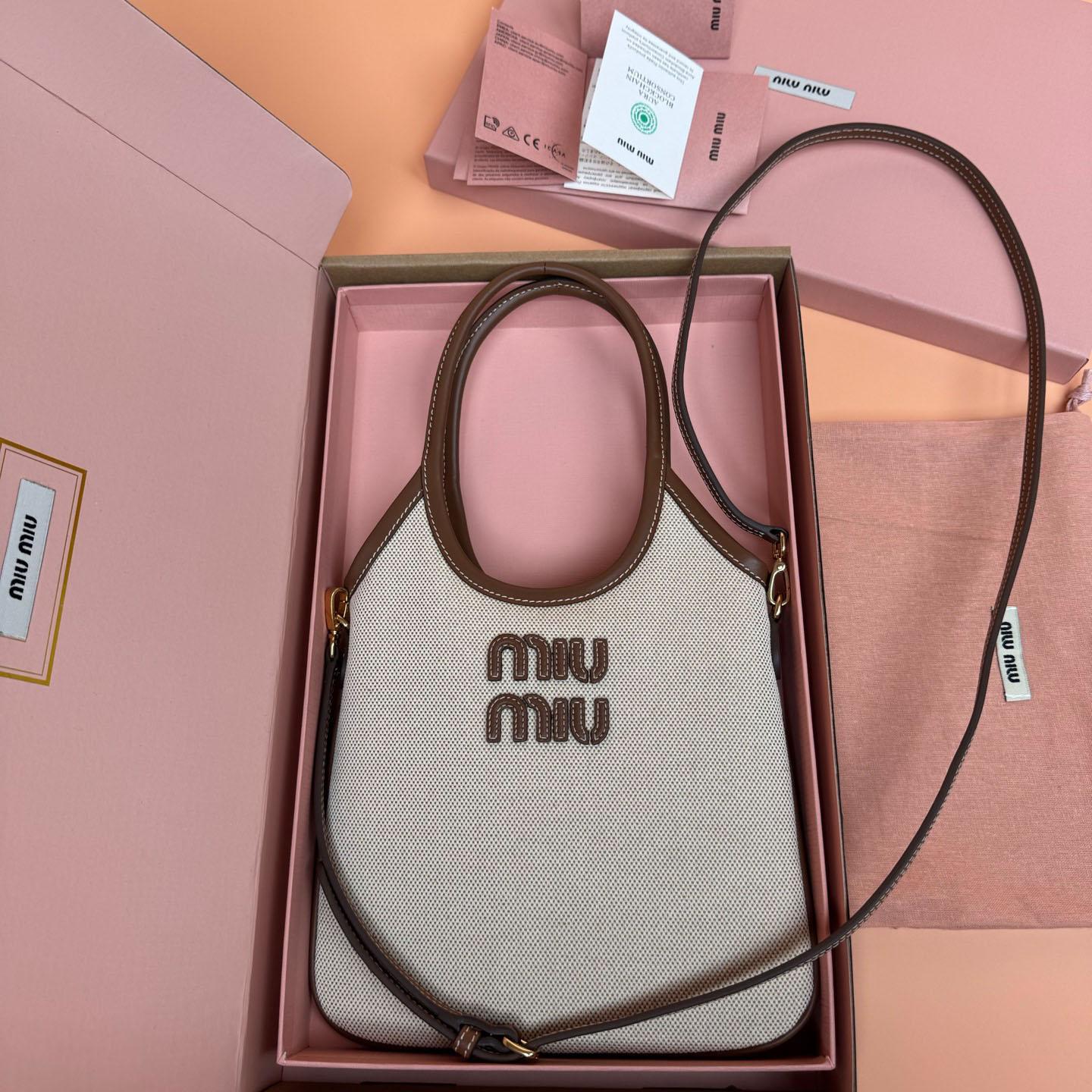 Miu Miu Ivy Canvas And Leather Bag - DopestKickz