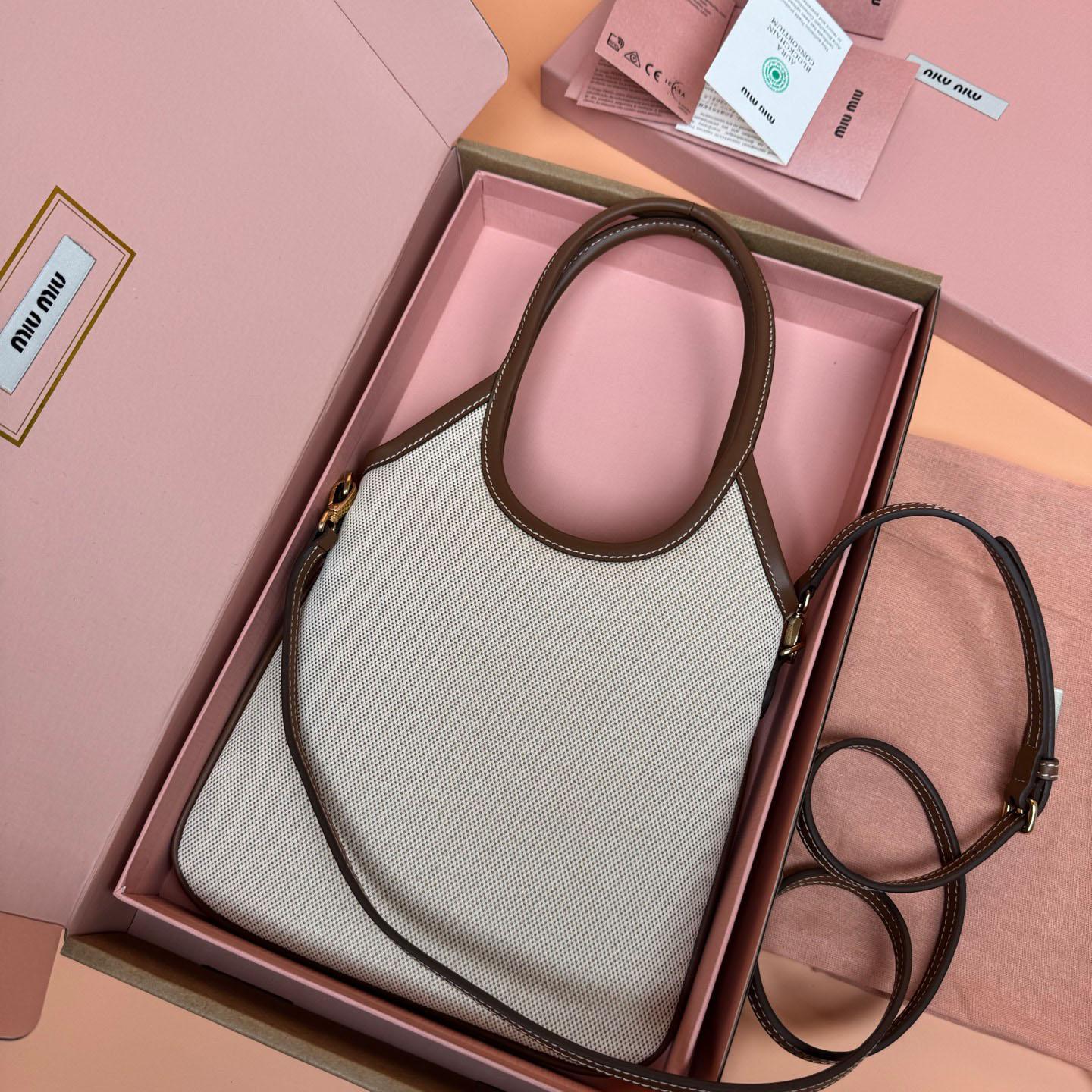 Miu Miu Ivy Canvas And Leather Bag - DopestKickz