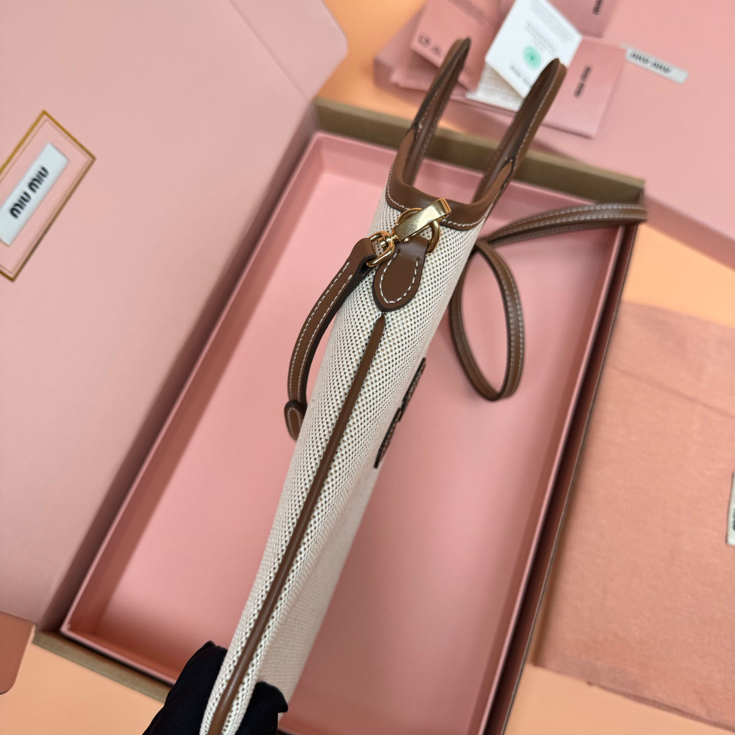 Miu Miu Ivy Canvas And Leather Bag - DopestKickz