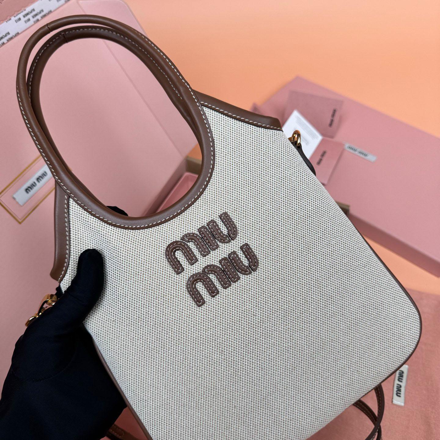 Miu Miu Ivy Canvas And Leather Bag - DopestKickz