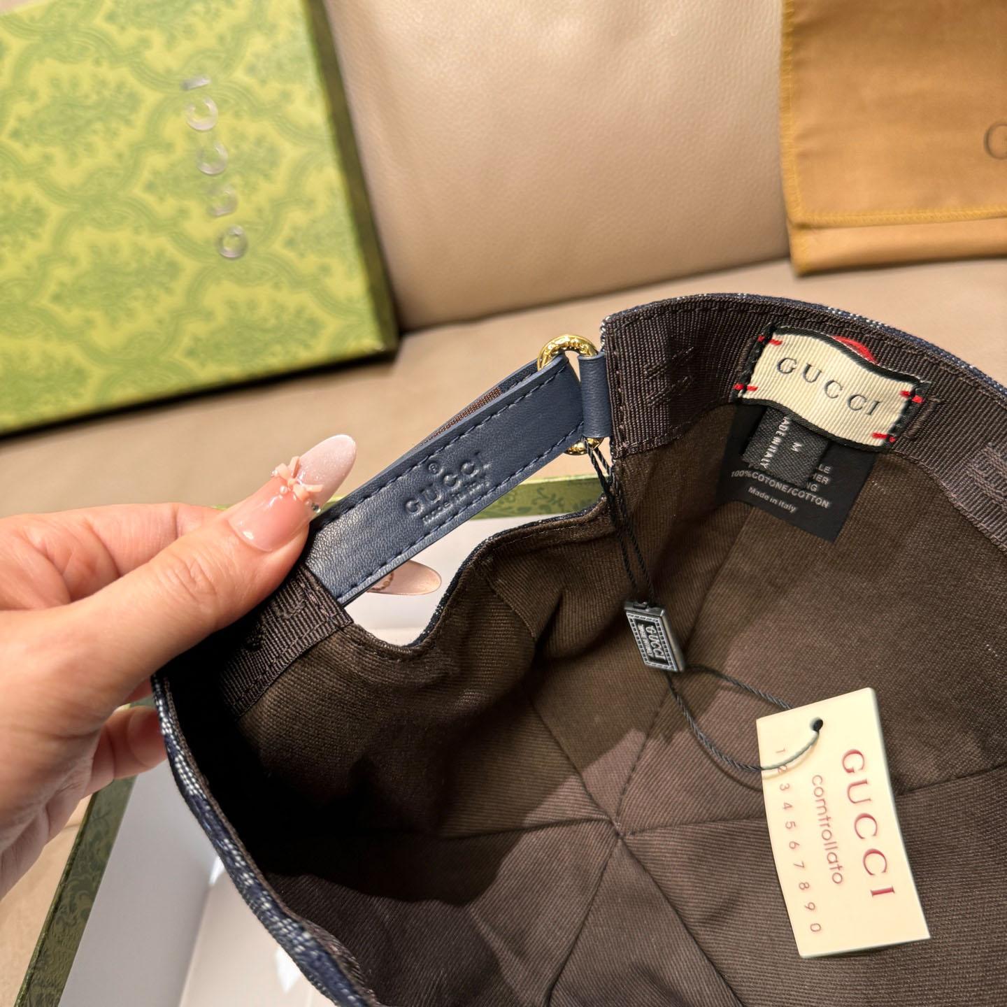 Gucci GG Denim Baseball Cap With Web - DopestKickz