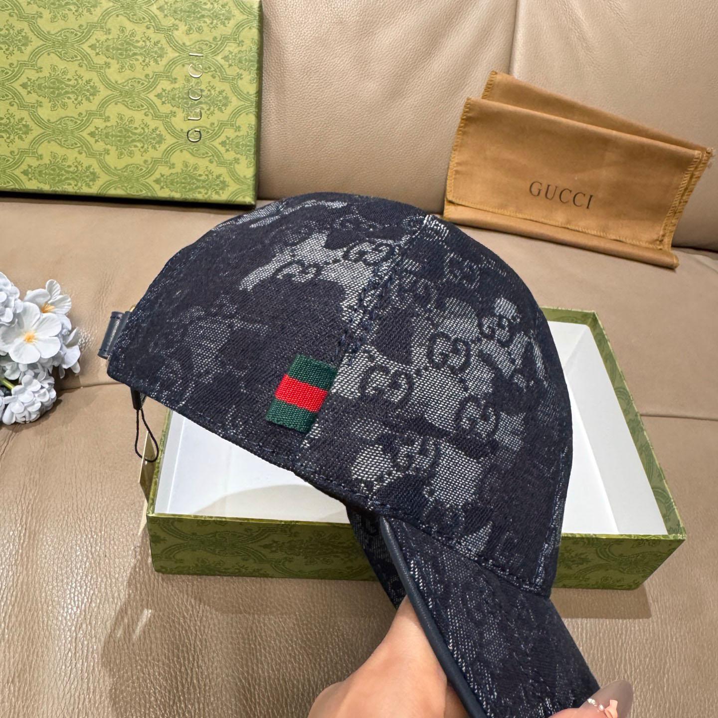 Gucci GG Denim Baseball Cap With Web - DopestKickz