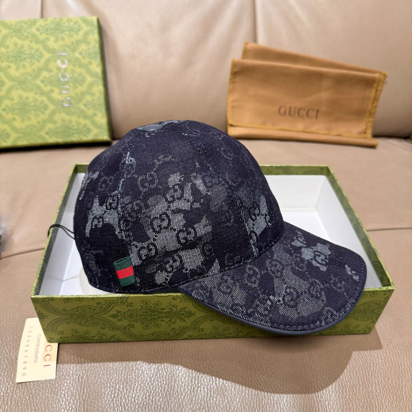 Gucci GG Denim Baseball Cap With Web - DopestKickz