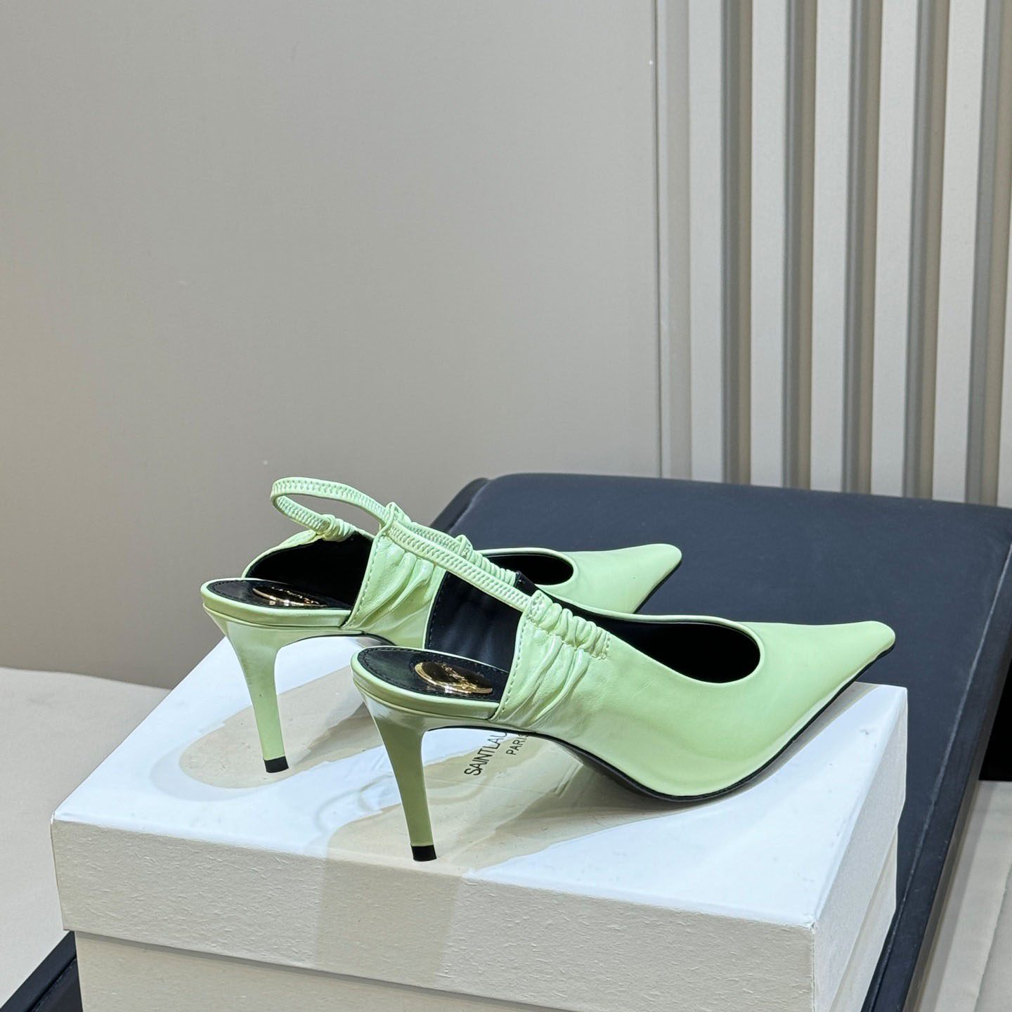 Saint Laurent ANNE-MARIE Slingback Pumps In Smooth Leather - DopestKickz