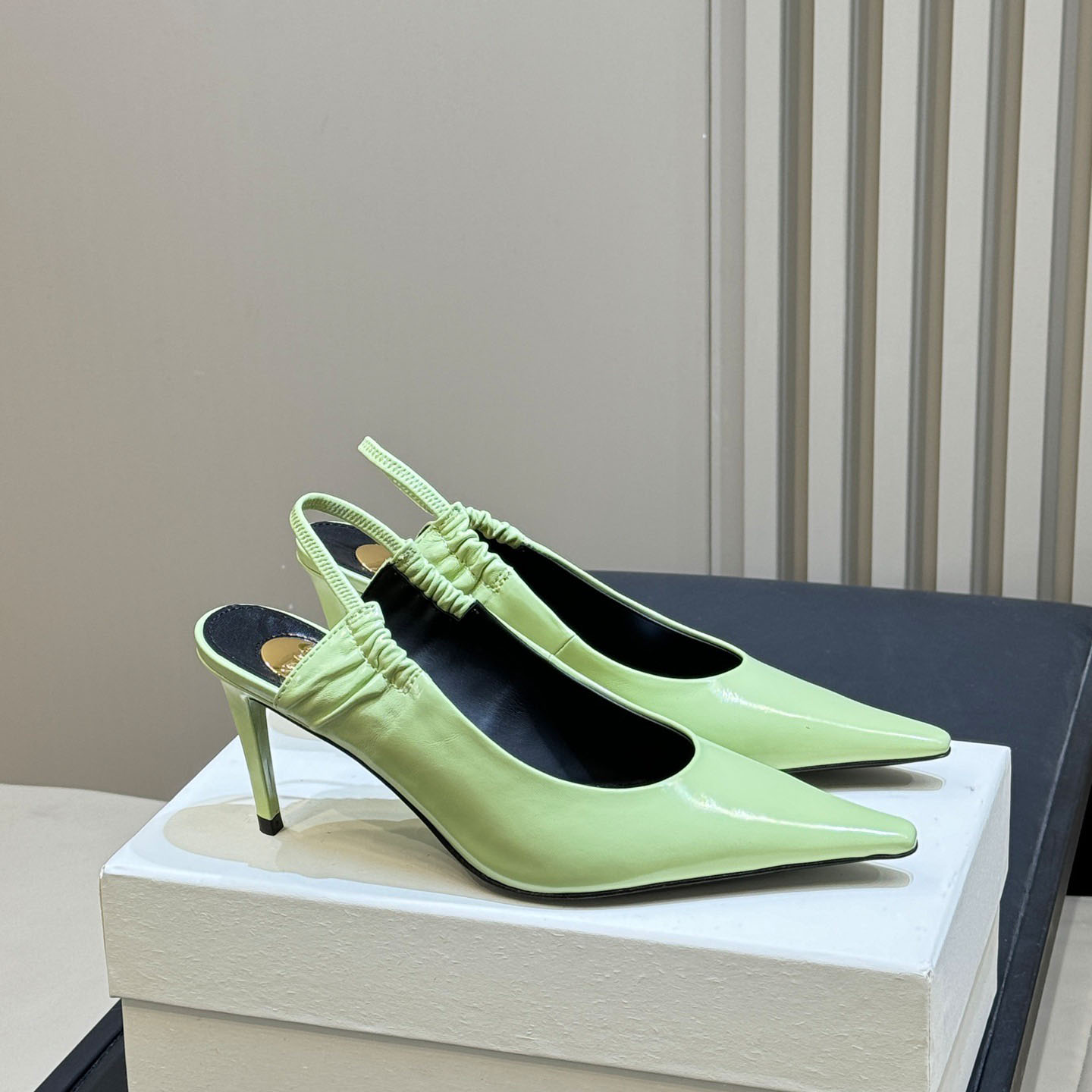 Saint Laurent ANNE-MARIE Slingback Pumps In Smooth Leather - DopestKickz