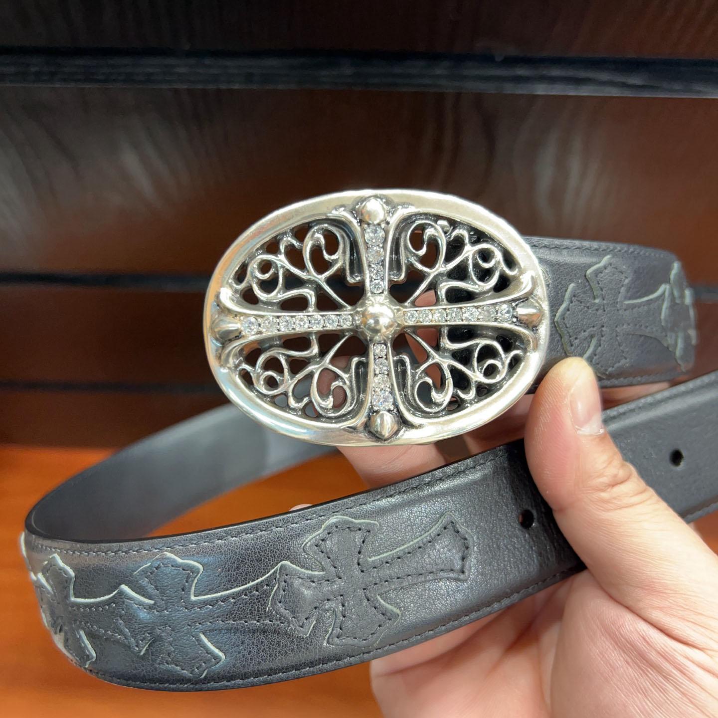 Chrome Hearts Leather Belt   - DopestKickz