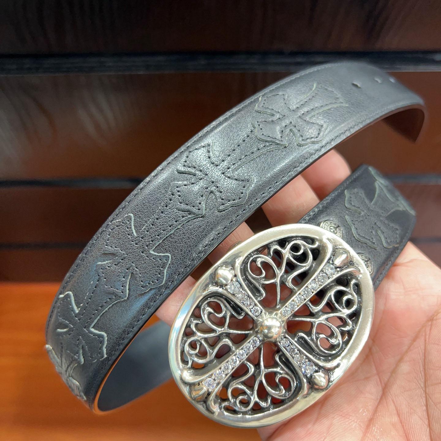 Chrome Hearts Leather Belt   - DopestKickz