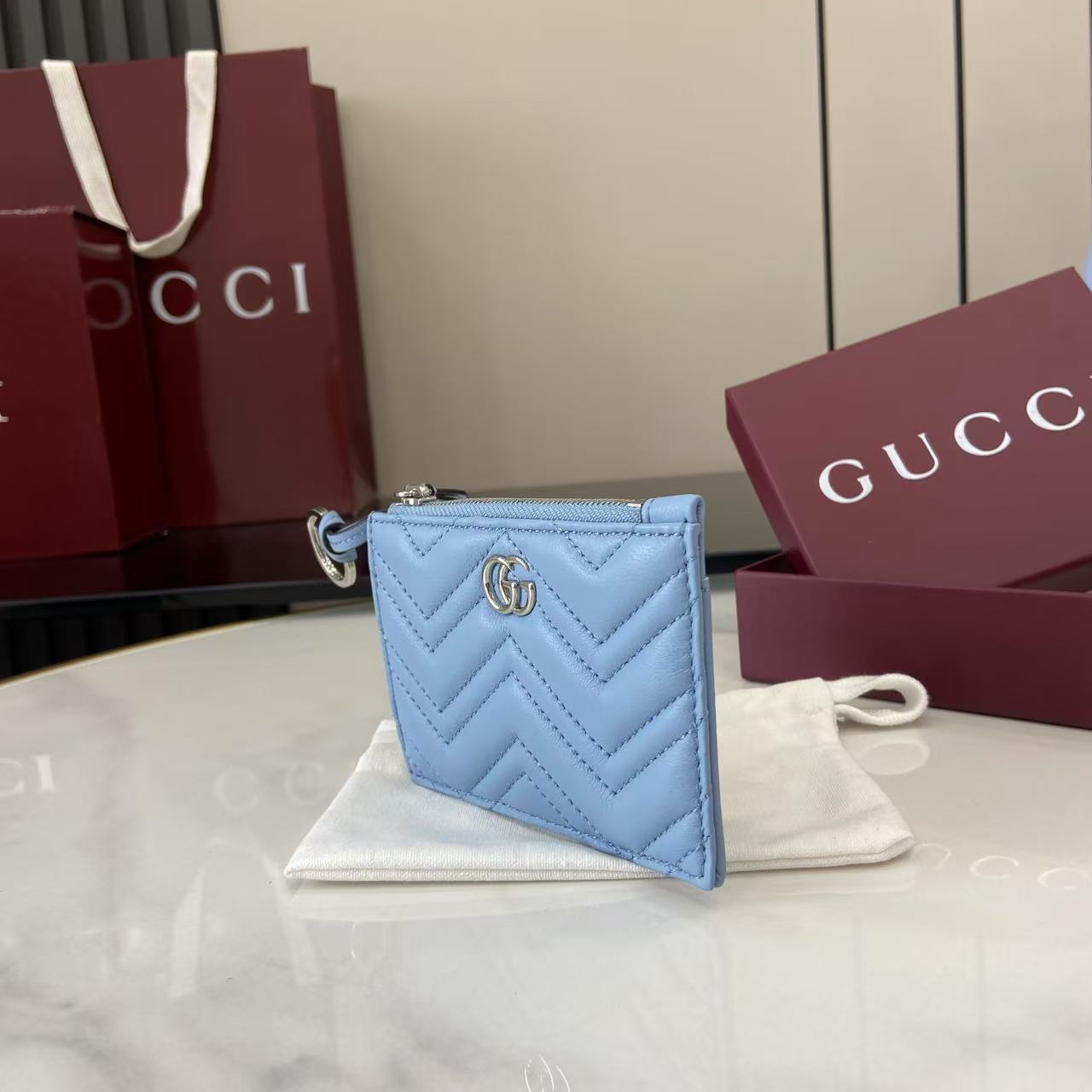 Gucci GG Marmont Zip Key Pouch - DopestKickz