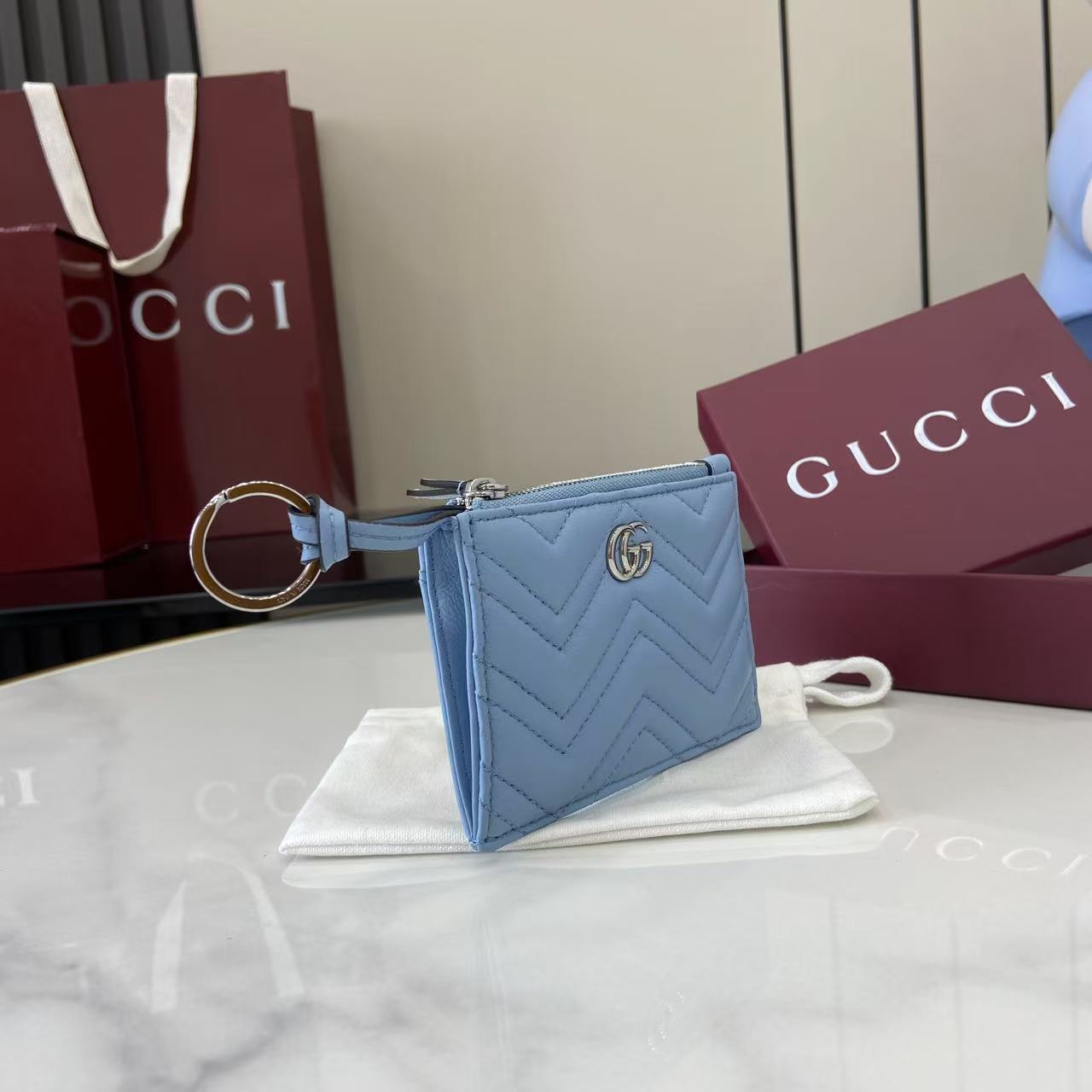 Gucci GG Marmont Zip Key Pouch - DopestKickz