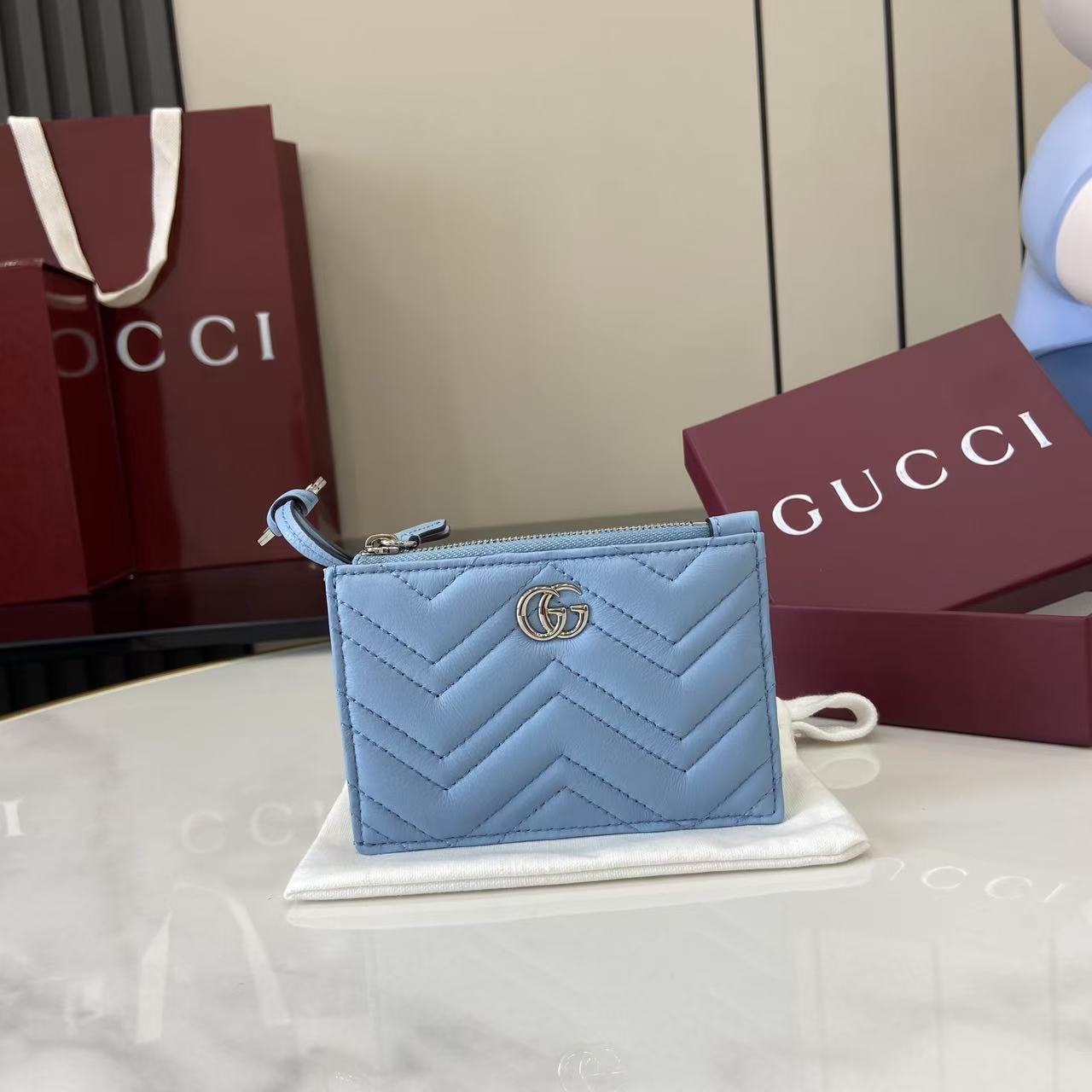 Gucci GG Marmont Zip Key Pouch - DopestKickz