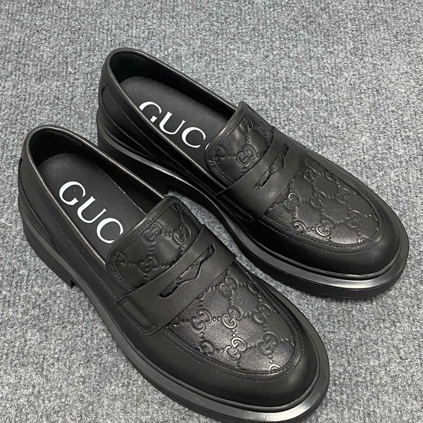 Gucci  Enki GG Leather Platform Loafers - DopestKickz