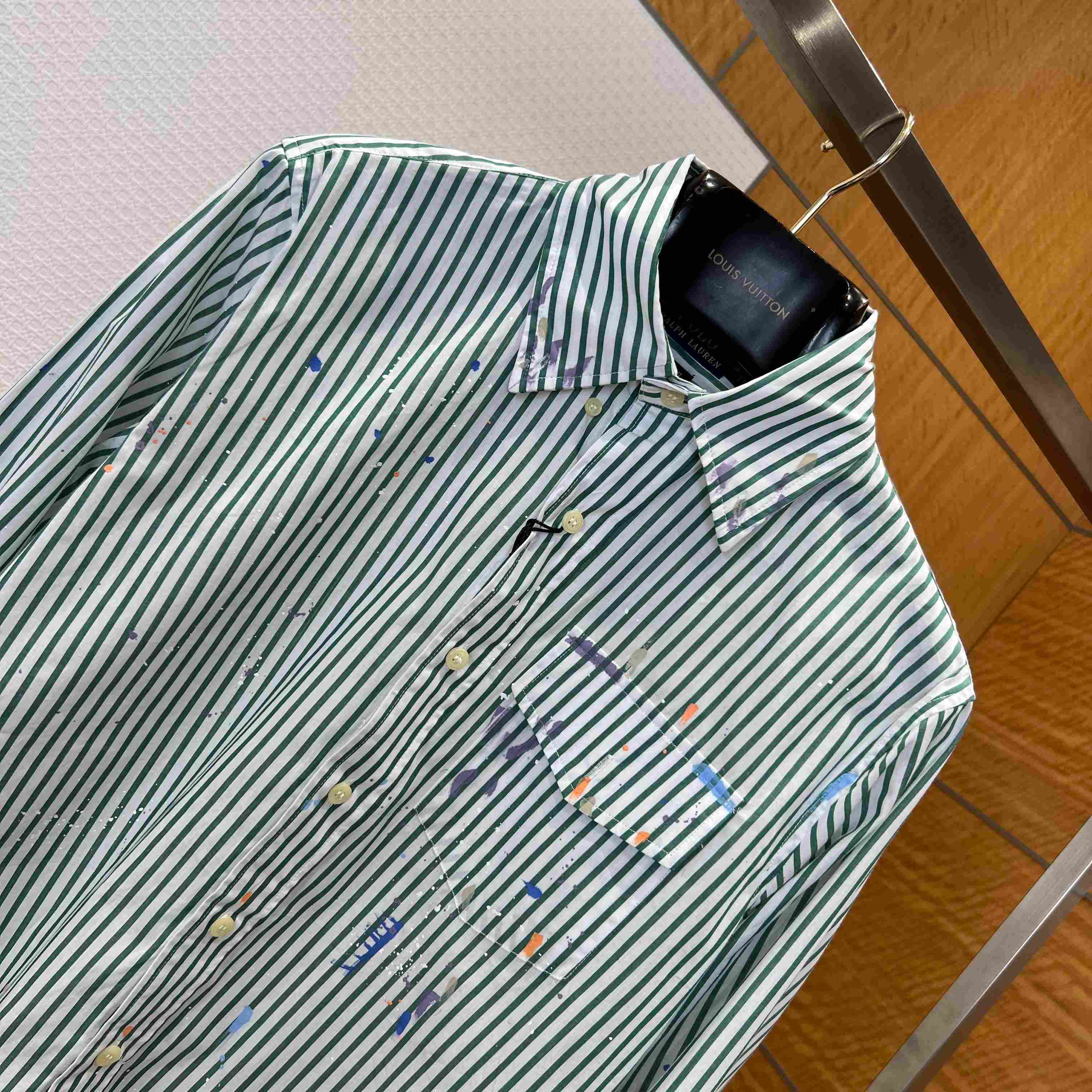  Ralph Lauren Classic Fit Paint-Splatter Striped Shirt - DopestKickz