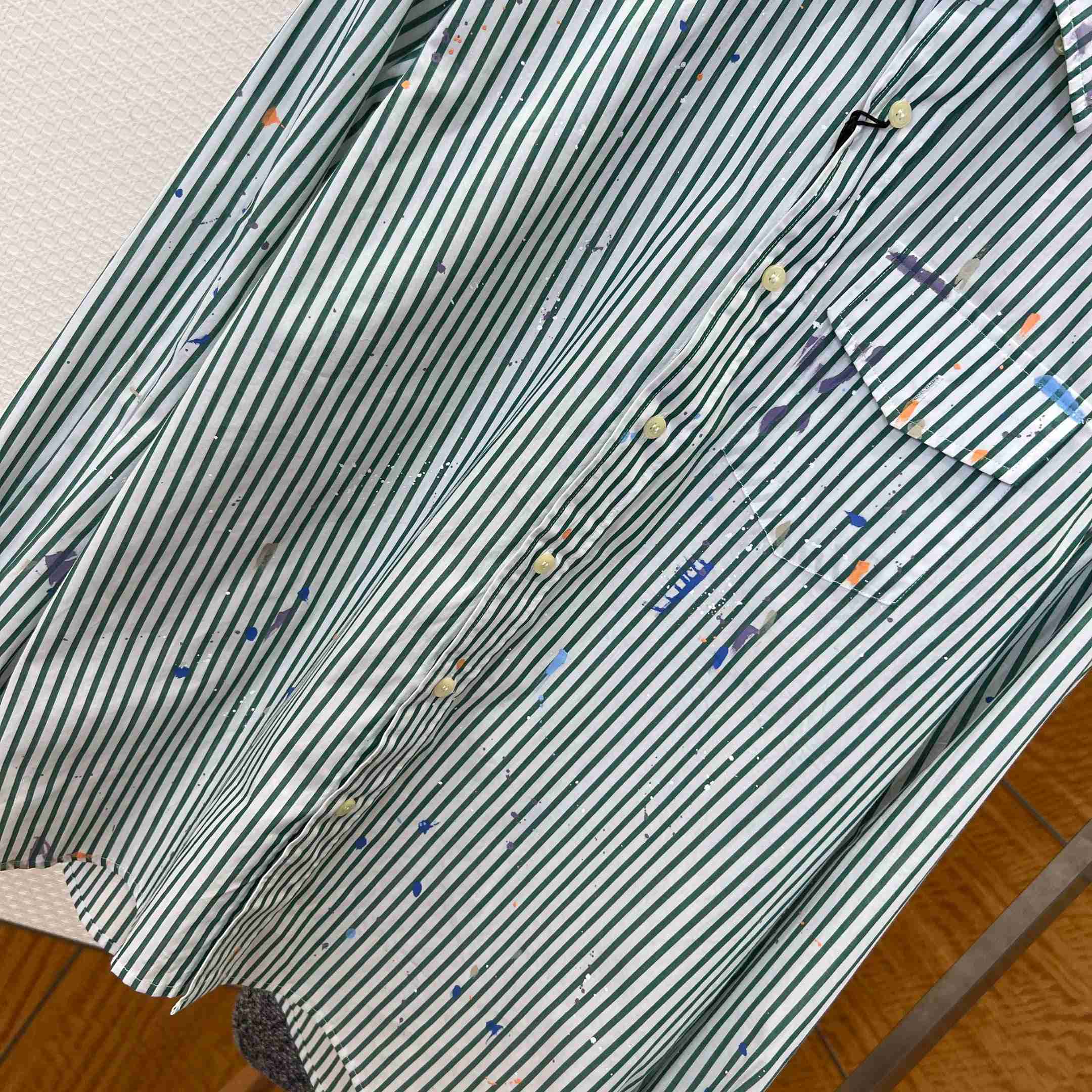  Ralph Lauren Classic Fit Paint-Splatter Striped Shirt - DopestKickz