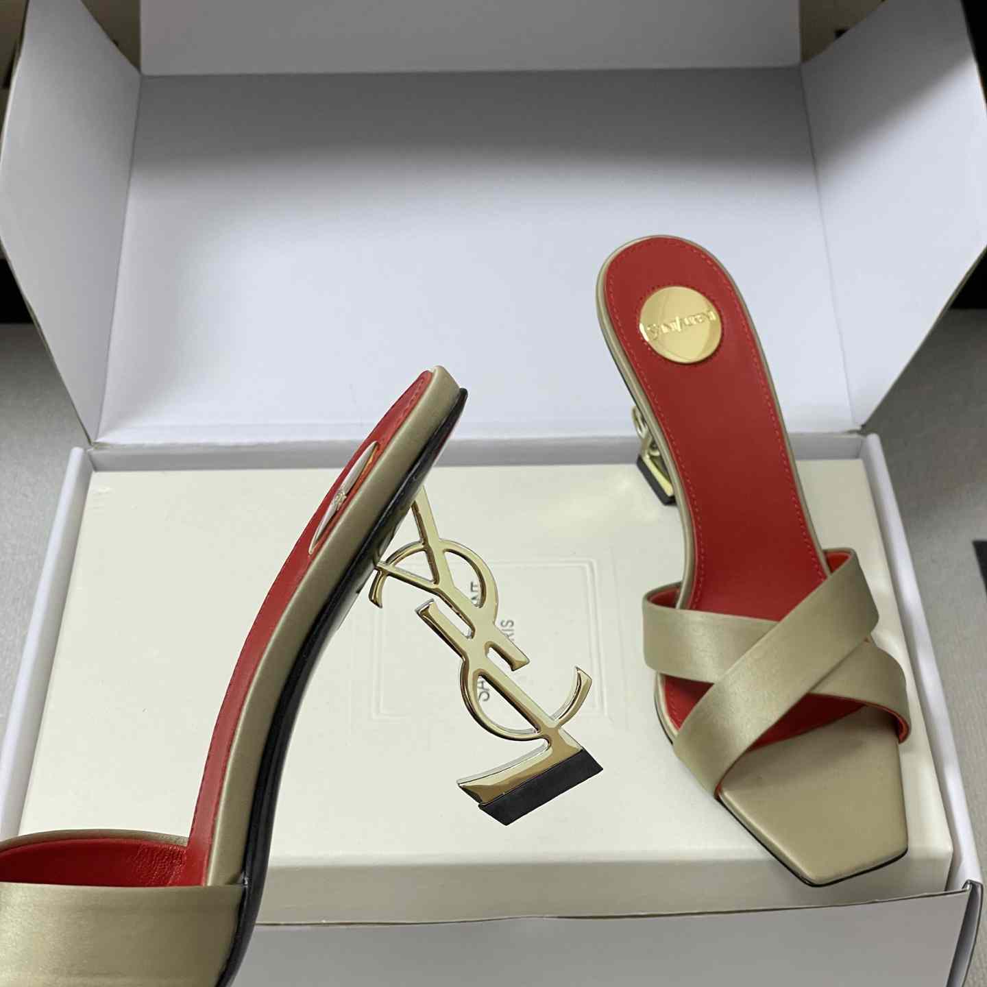 Saint Laurent Opyum Mules In Satin Crepe  - DopestKickz