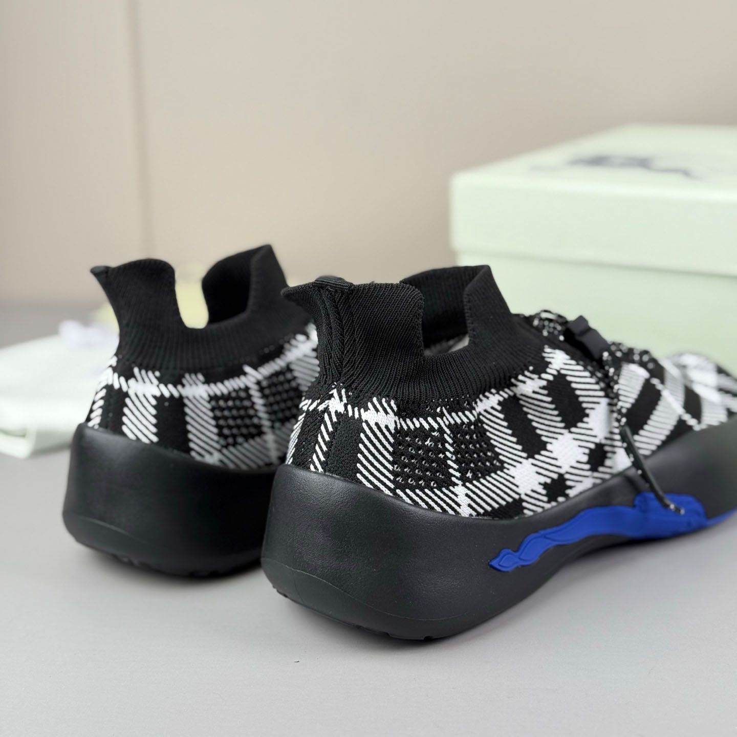 Burberry Check Knit Neptune Sneakers - DopestKickz