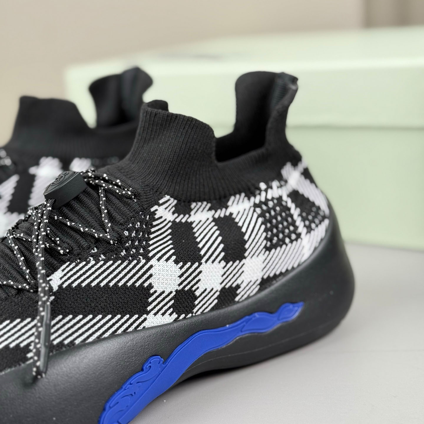 Burberry Check Knit Neptune Sneakers - DopestKickz