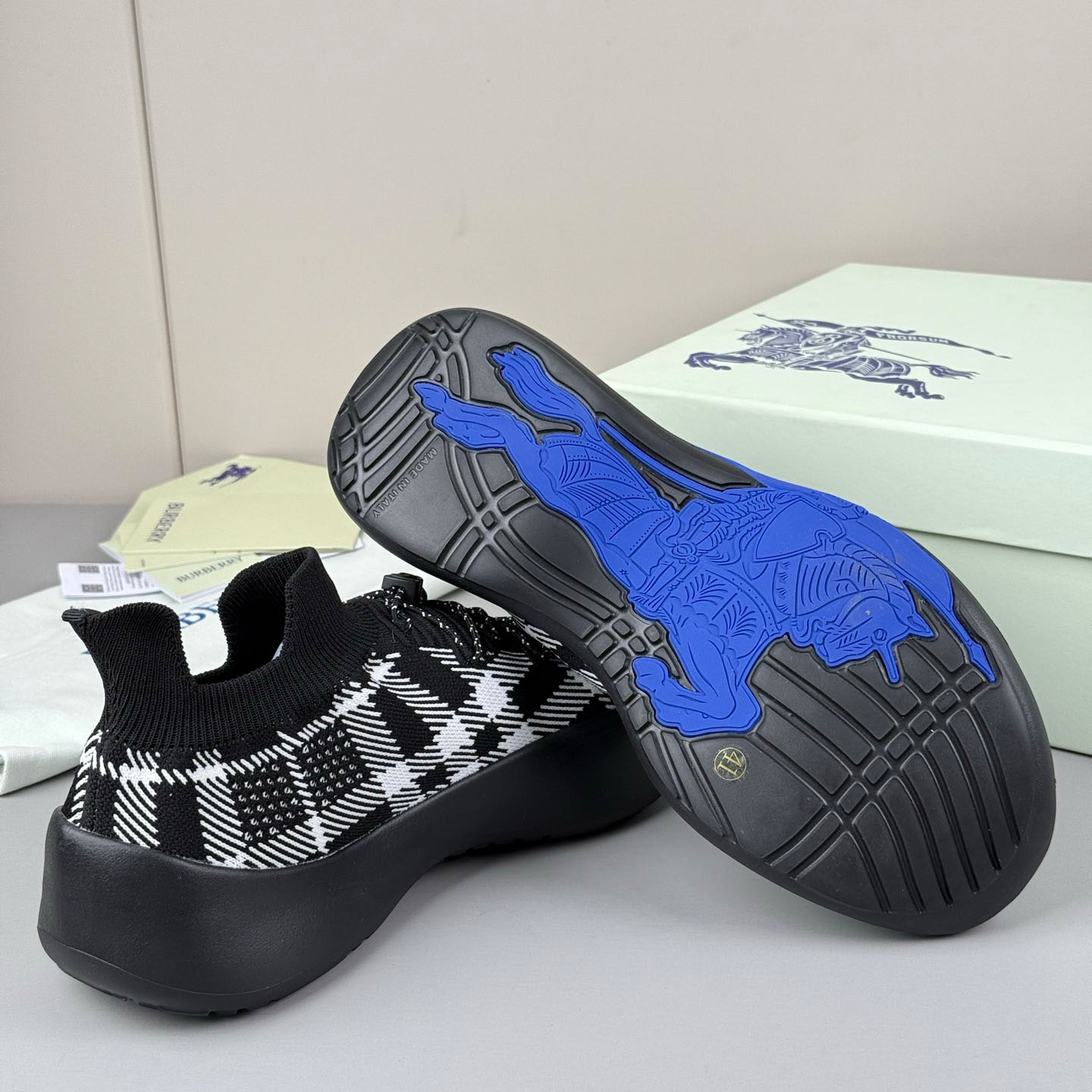 Burberry Check Knit Neptune Sneakers - DopestKickz