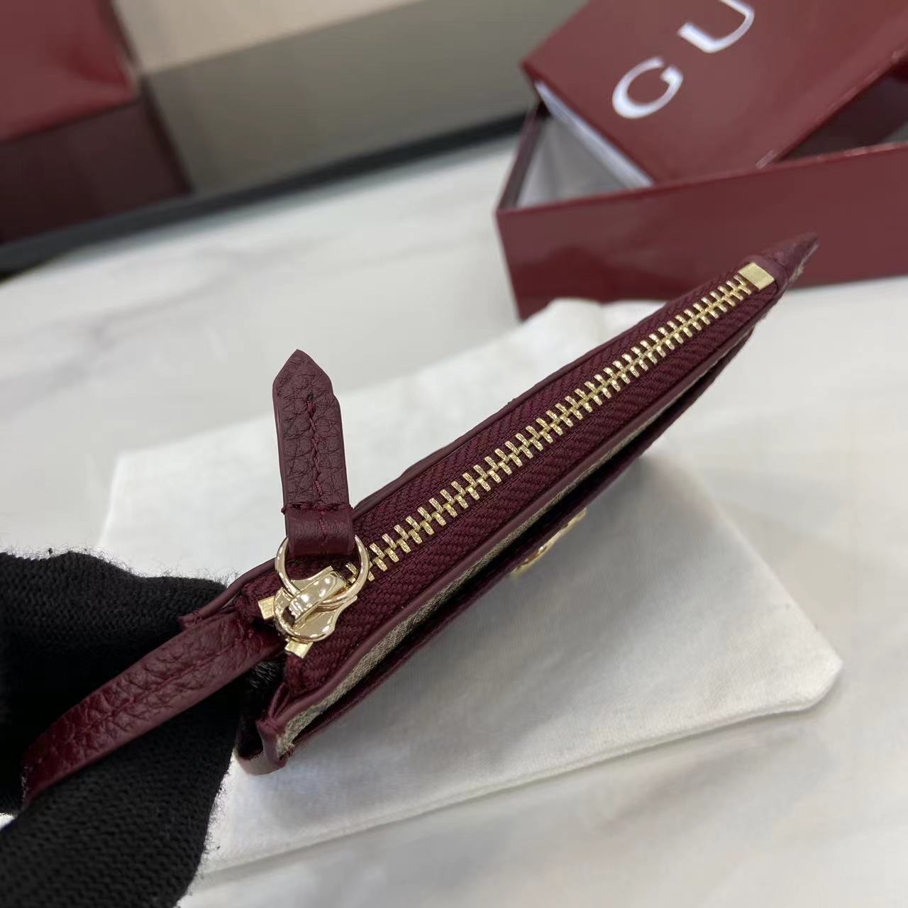 Gucci Bi-color GG Marmont Zip Key Pouch - DopestKickz