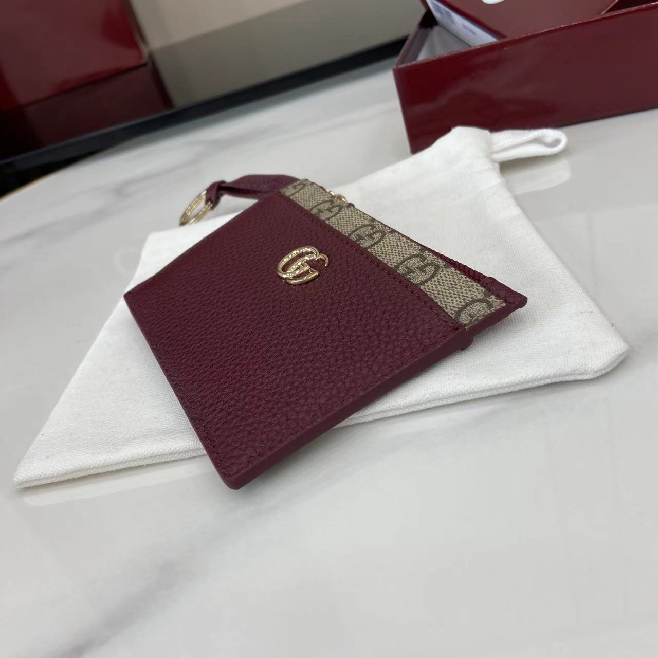 Gucci Bi-color GG Marmont Zip Key Pouch - DopestKickz