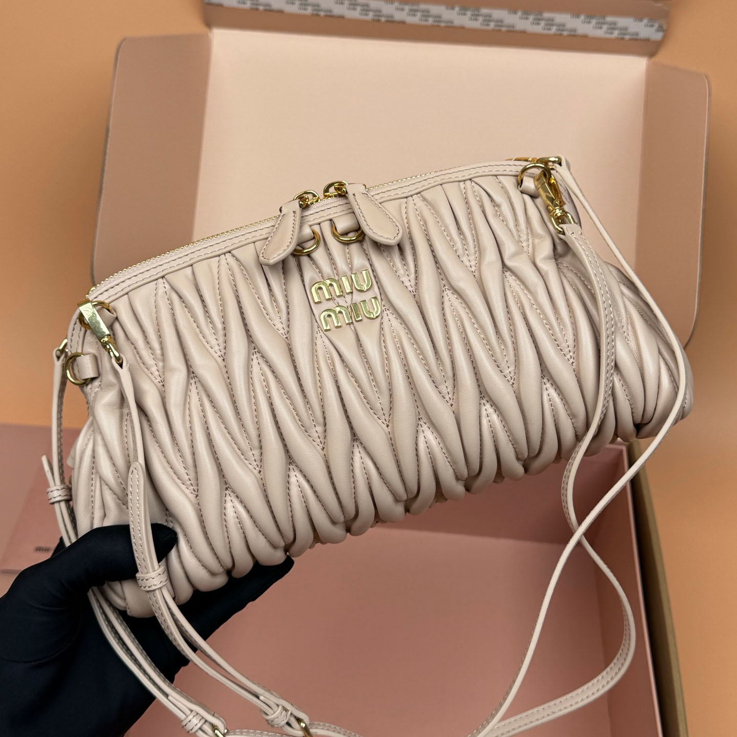 Miu Miu Caprice Matelassé Nappa Leather Clutch - DopestKickz