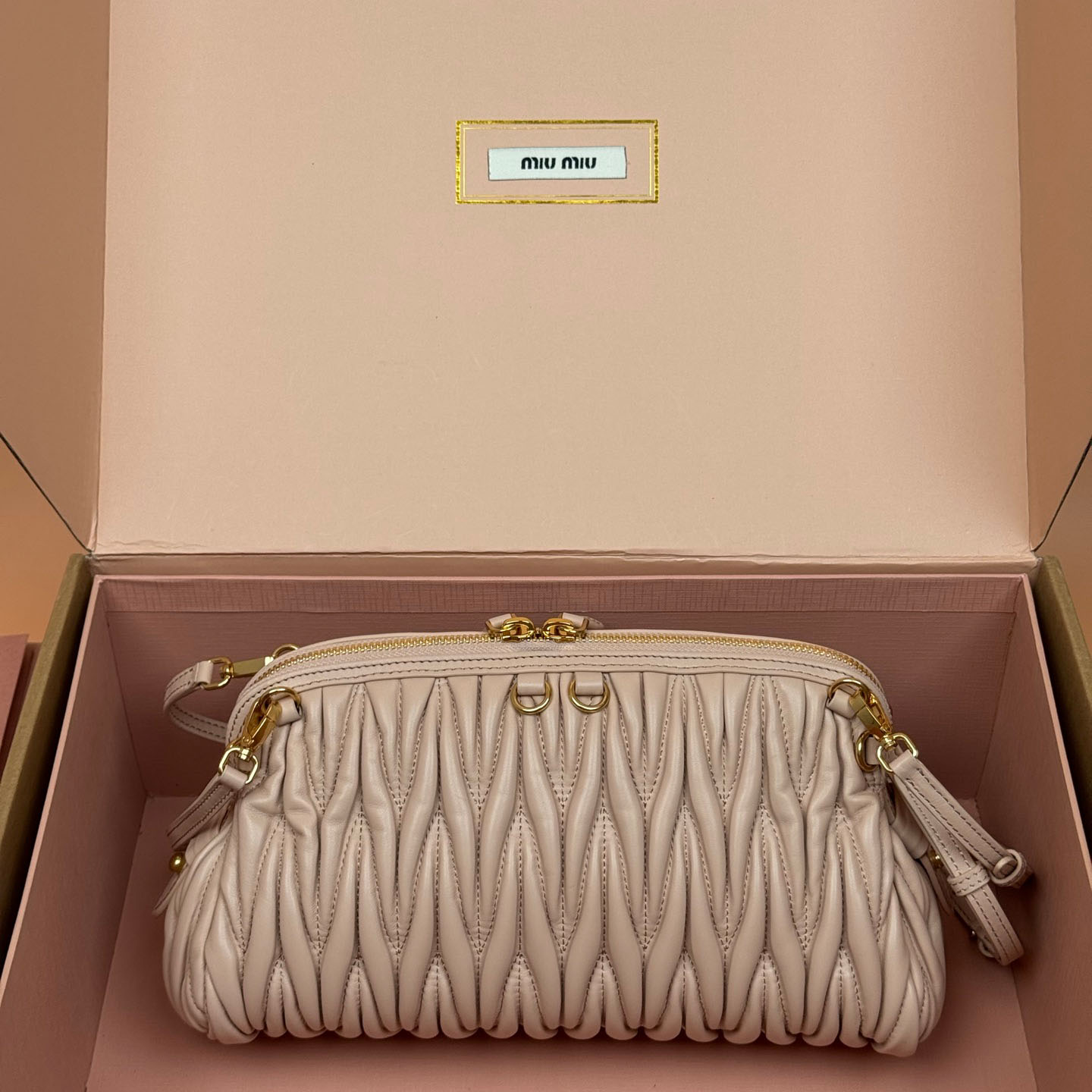 Miu Miu Caprice Matelassé Nappa Leather Clutch - DopestKickz
