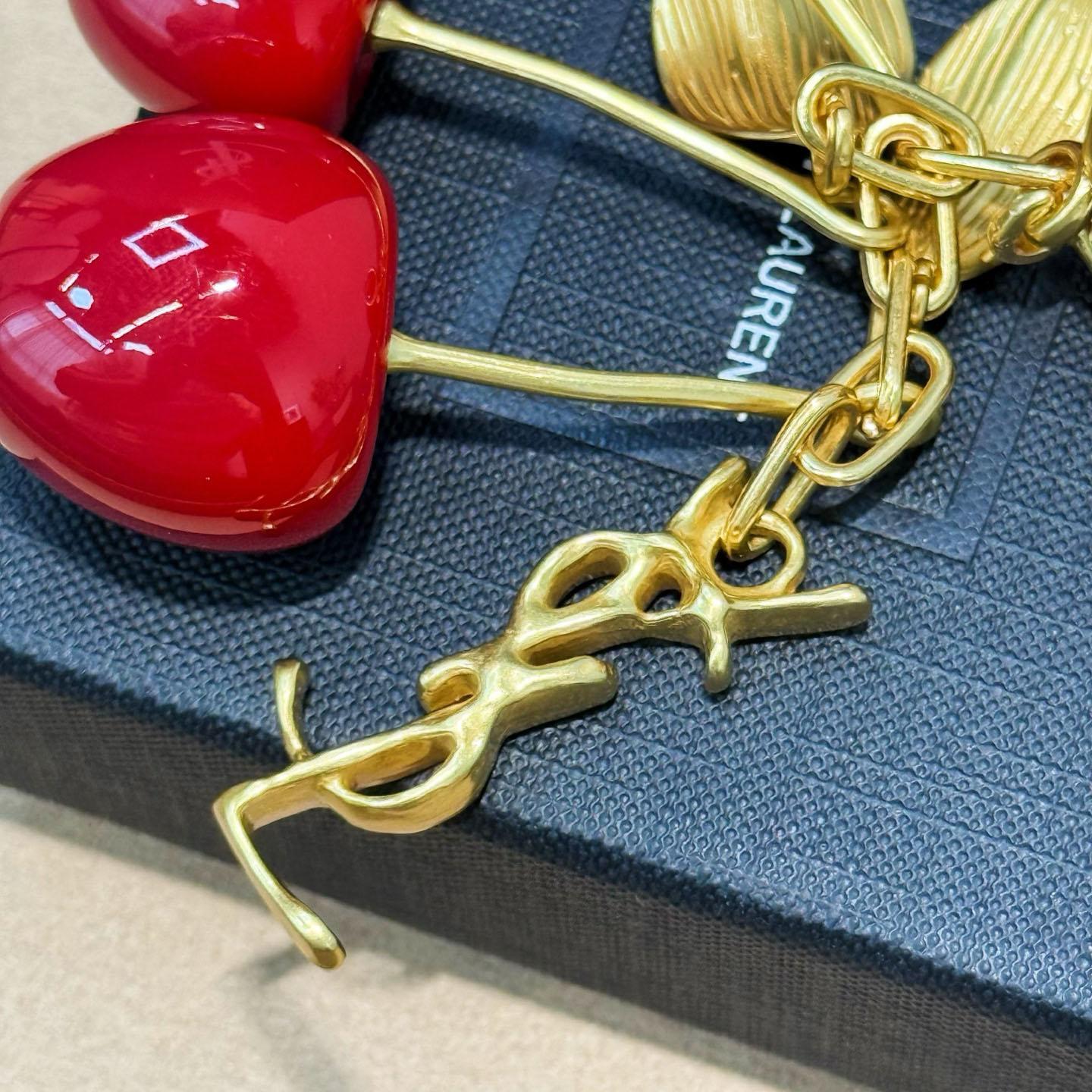 Saint Laurent CASSANDRE Cherry Bag Charm In Resin And Metal - DopestKickz