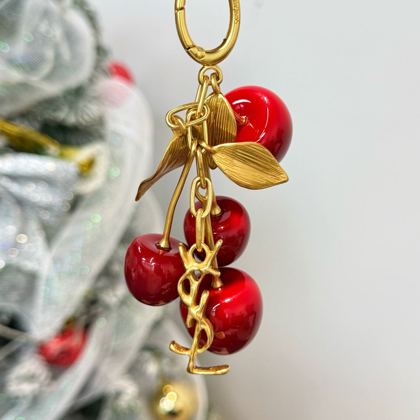 Saint Laurent CASSANDRE Cherry Bag Charm In Resin And Metal - DopestKickz