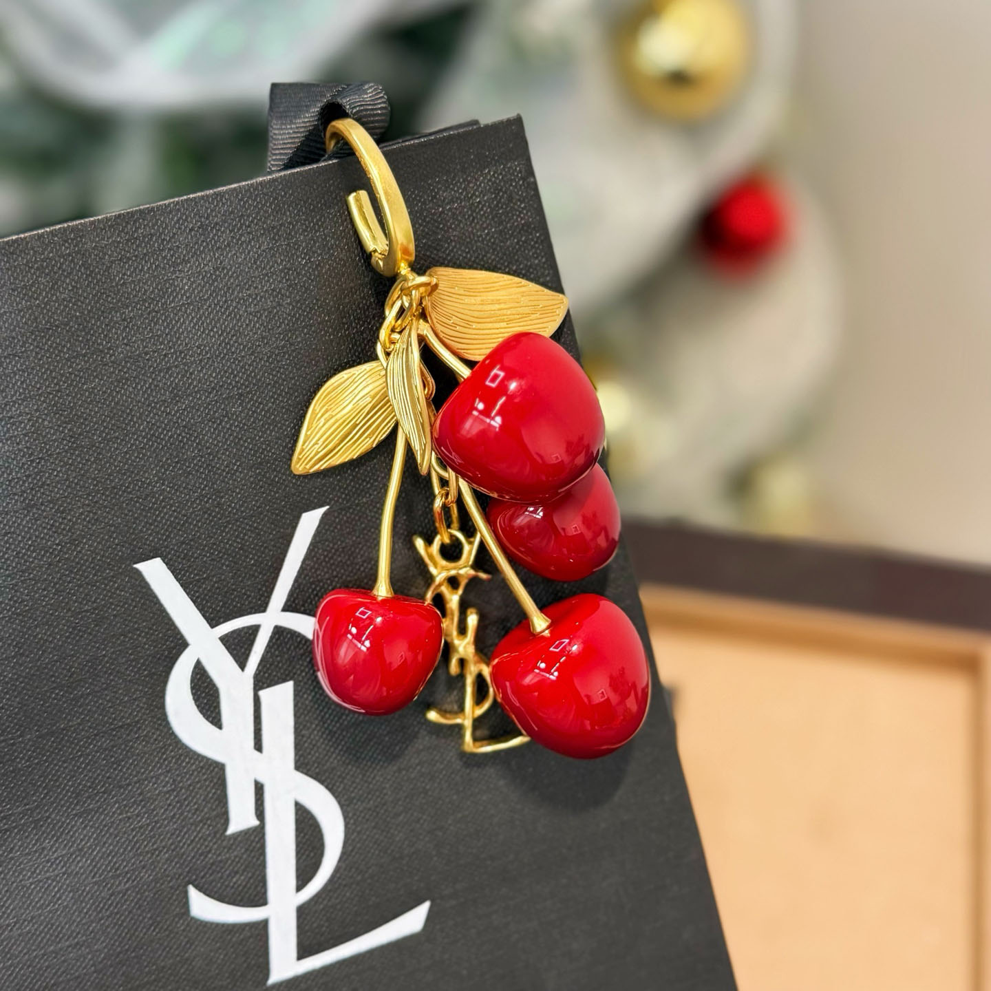 Saint Laurent CASSANDRE Cherry Bag Charm In Resin And Metal - DopestKickz