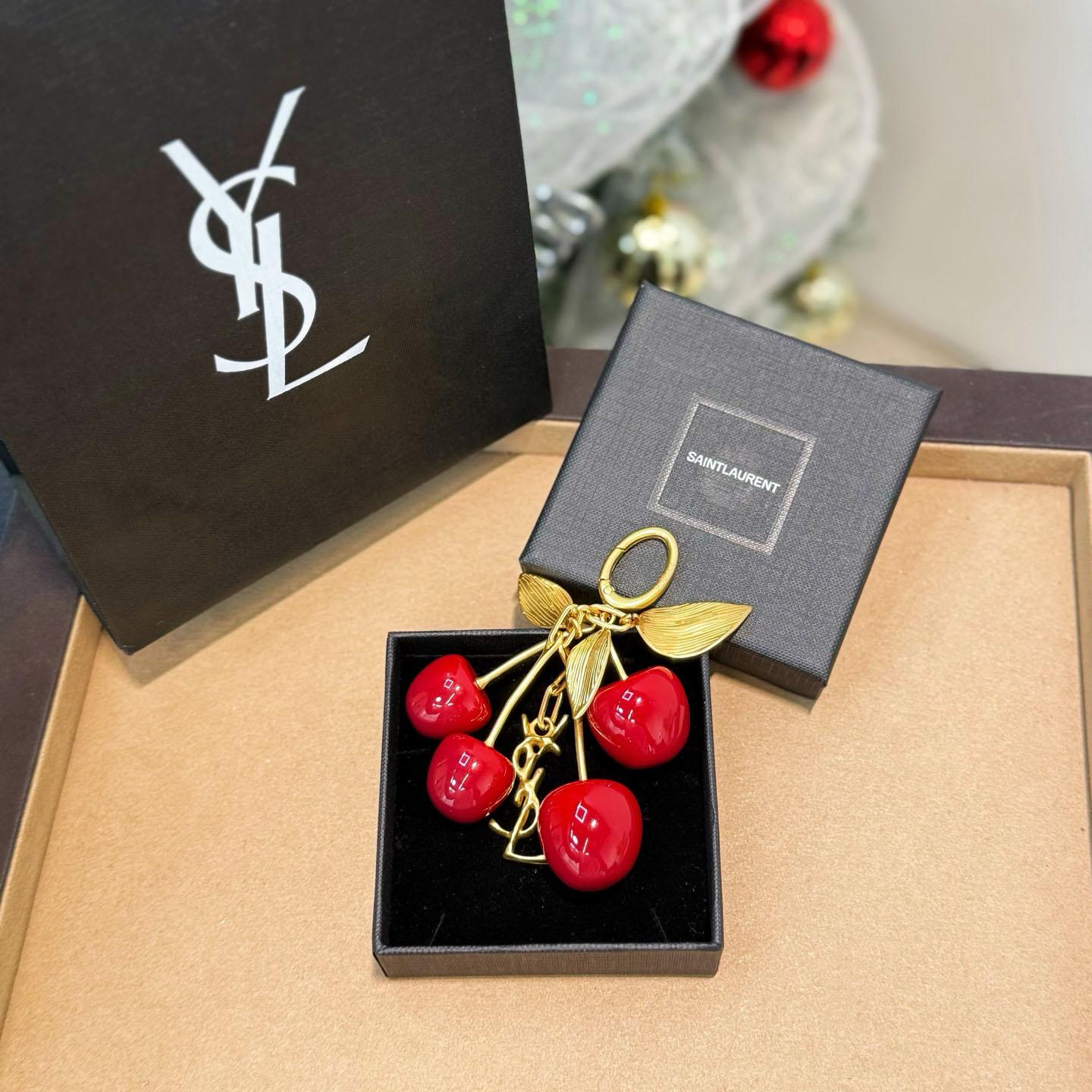 Saint Laurent CASSANDRE Cherry Bag Charm In Resin And Metal - DopestKickz