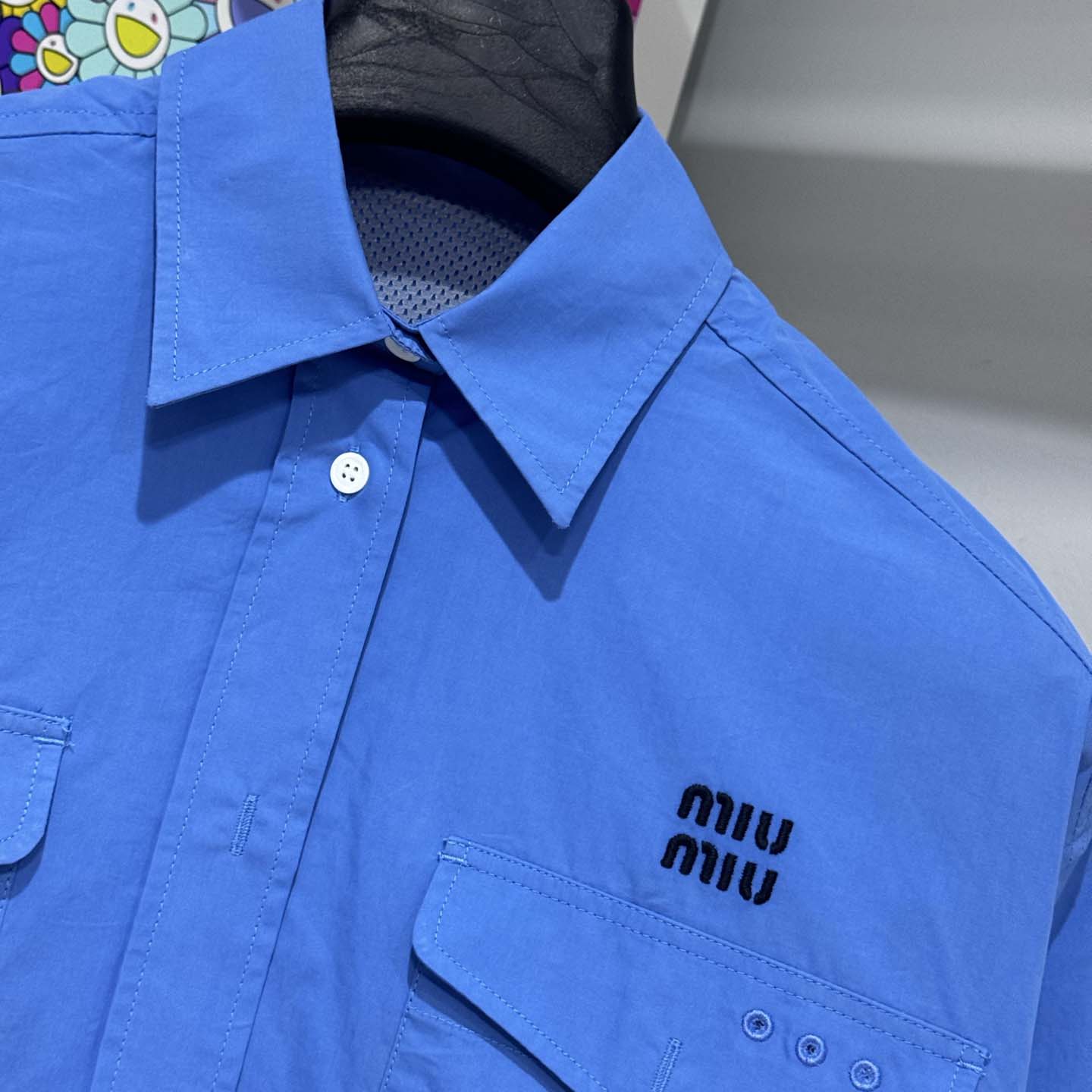 Miu Miu Logo-embroidered Cropped Poplin Shirt - DopestKickz