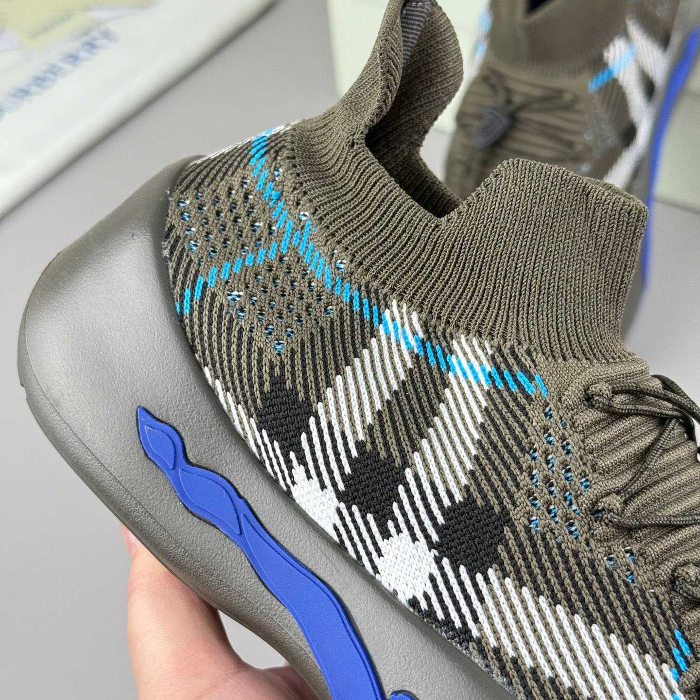 Burberry Check Knit Neptune Sneakers - DopestKickz