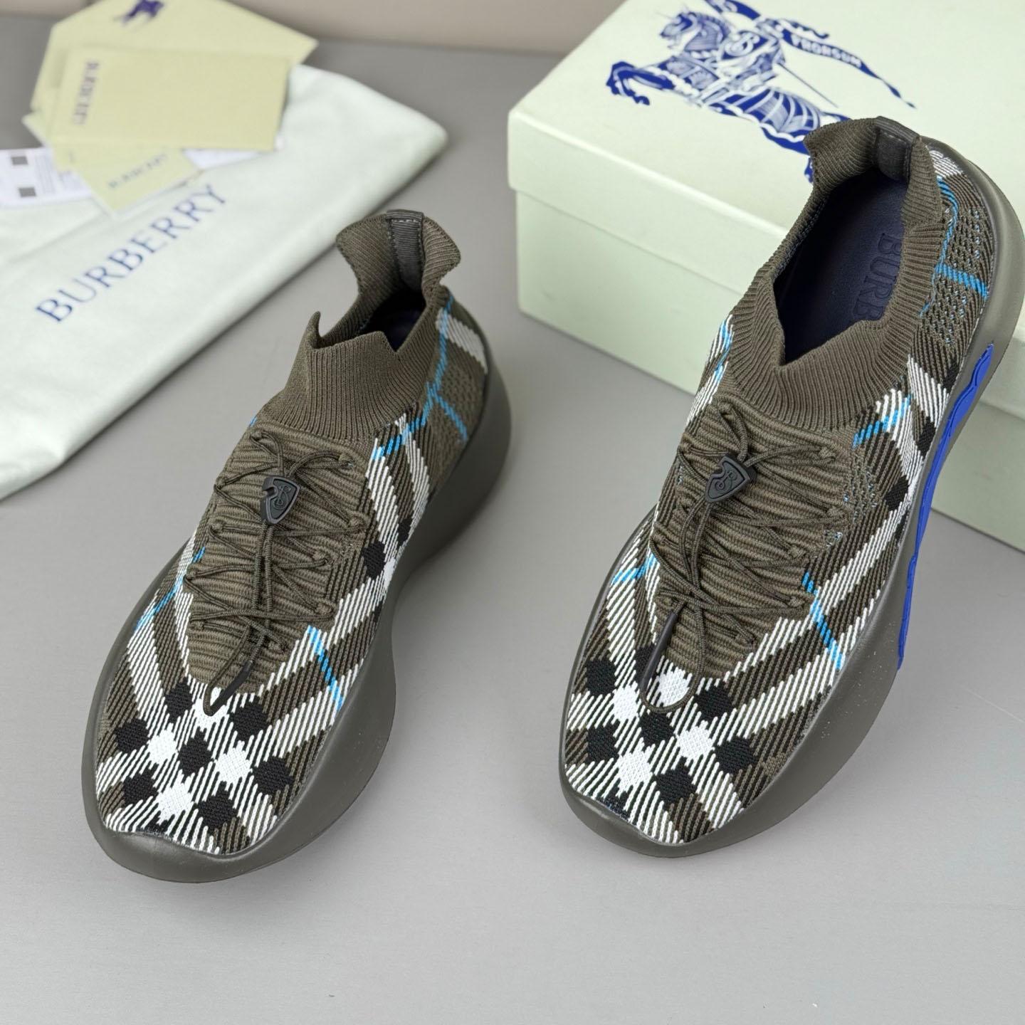 Burberry Check Knit Neptune Sneakers - DopestKickz