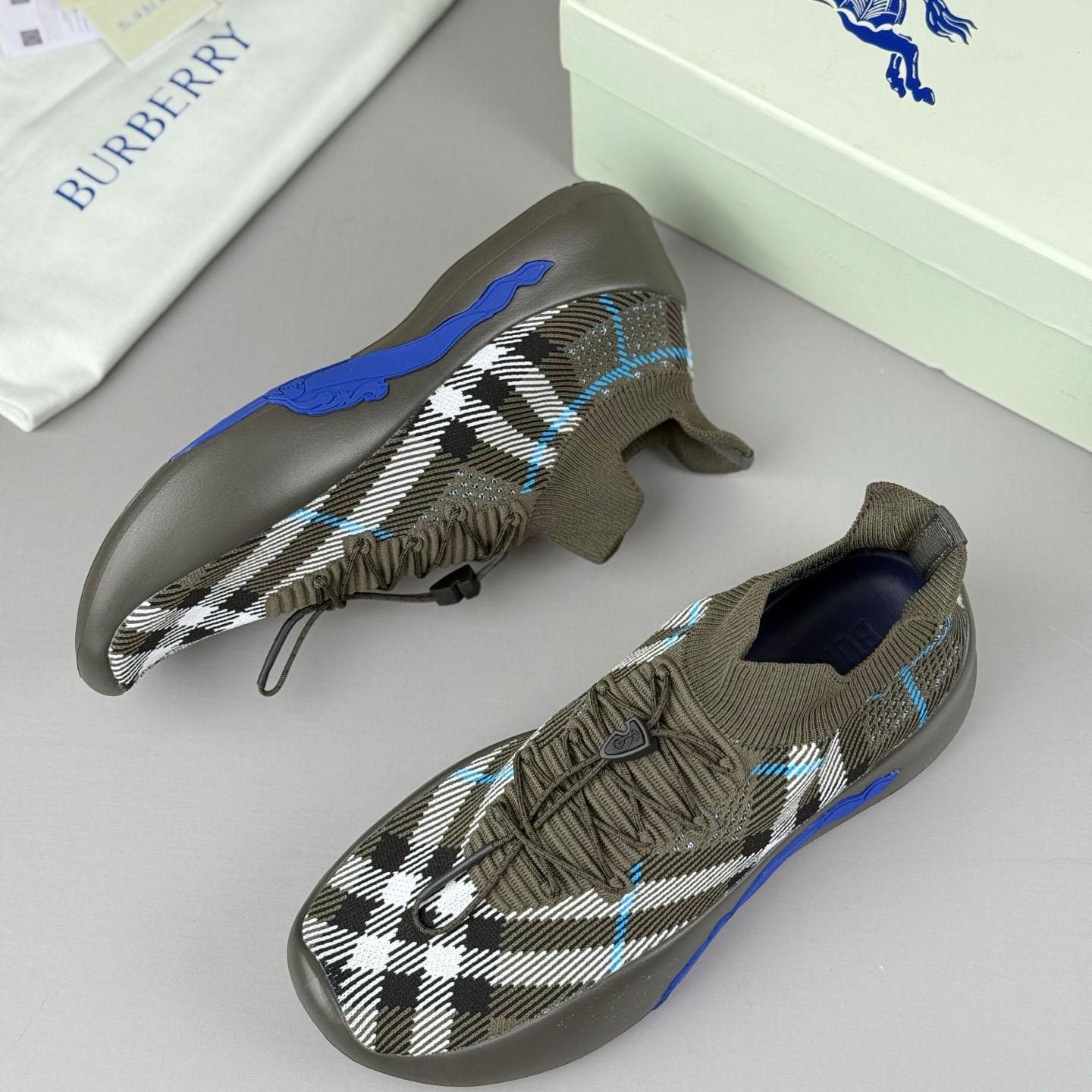 Burberry Check Knit Neptune Sneakers - DopestKickz
