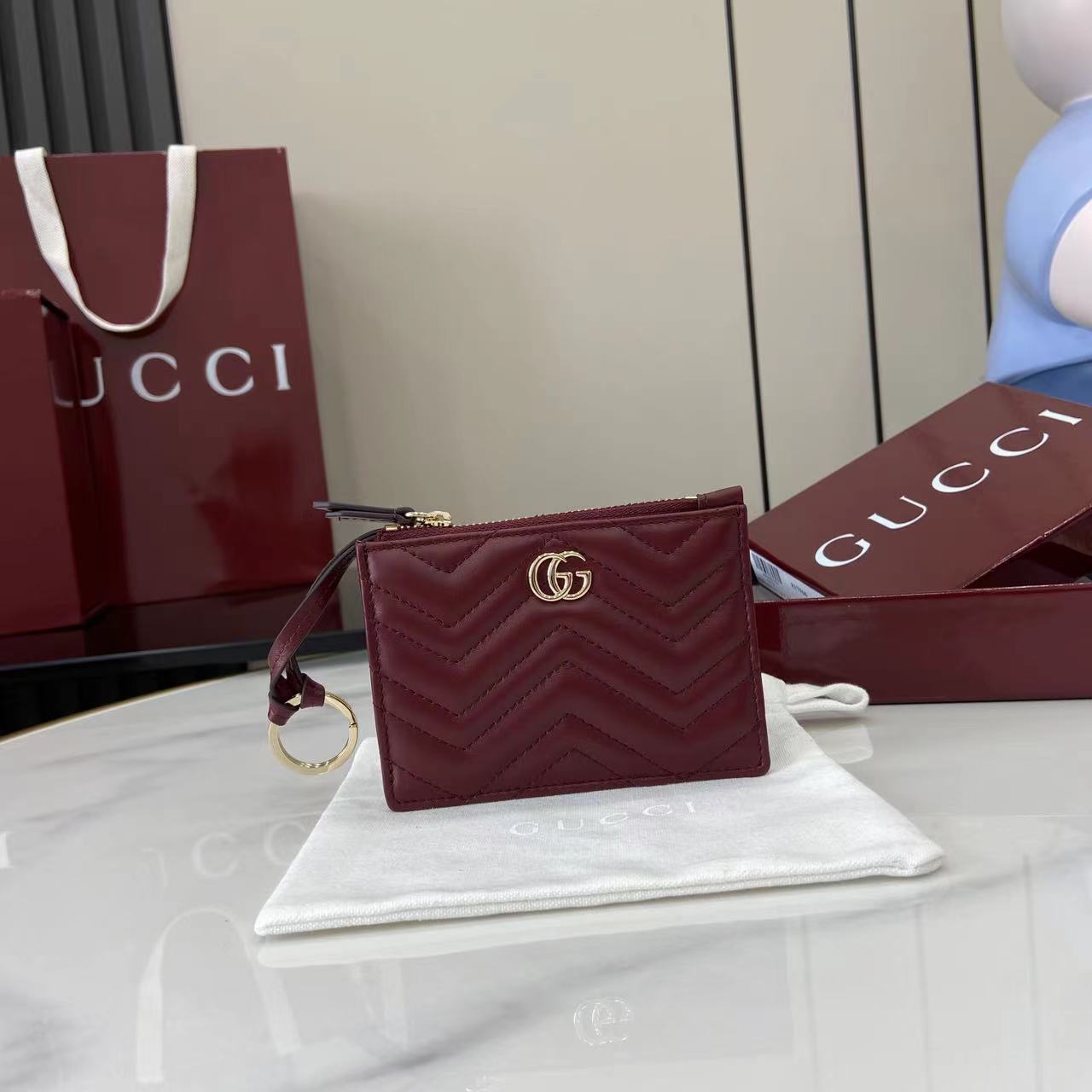 Gucci GG Marmont Zip Key Pouch - DopestKickz