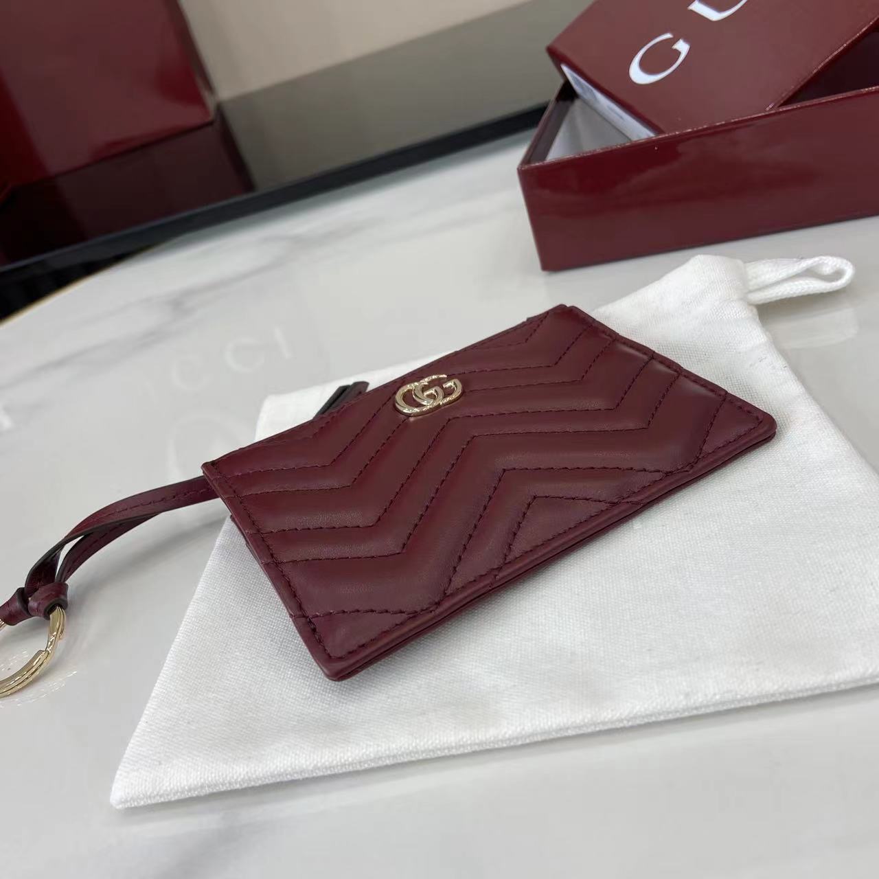 Gucci GG Marmont Zip Key Pouch - DopestKickz