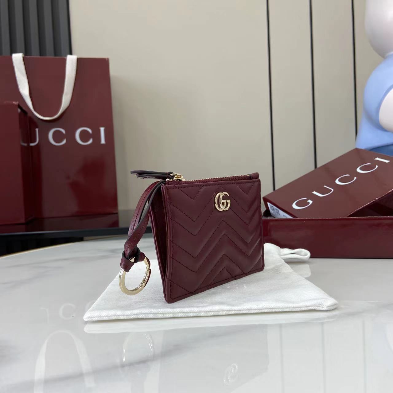 Gucci GG Marmont Zip Key Pouch - DopestKickz