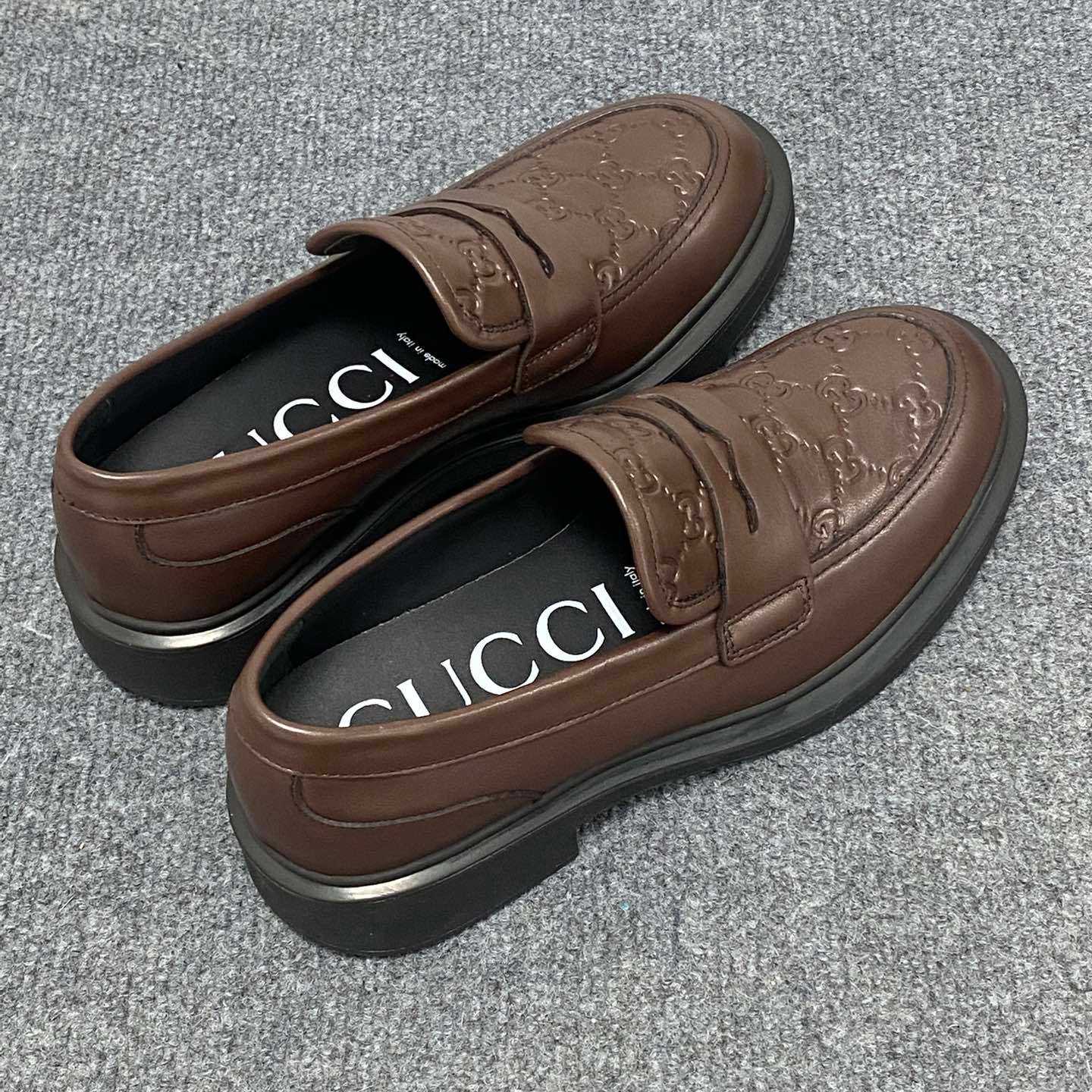 Gucci  Enki GG Leather Platform Loafers - DopestKickz