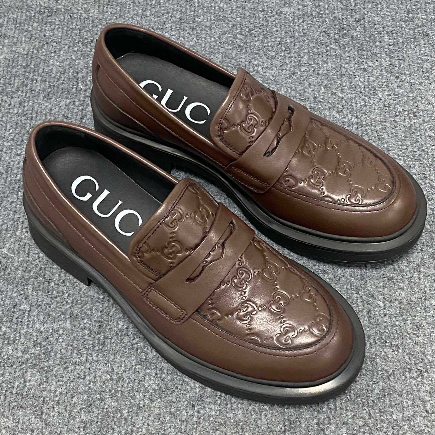 Gucci  Enki GG Leather Platform Loafers - DopestKickz