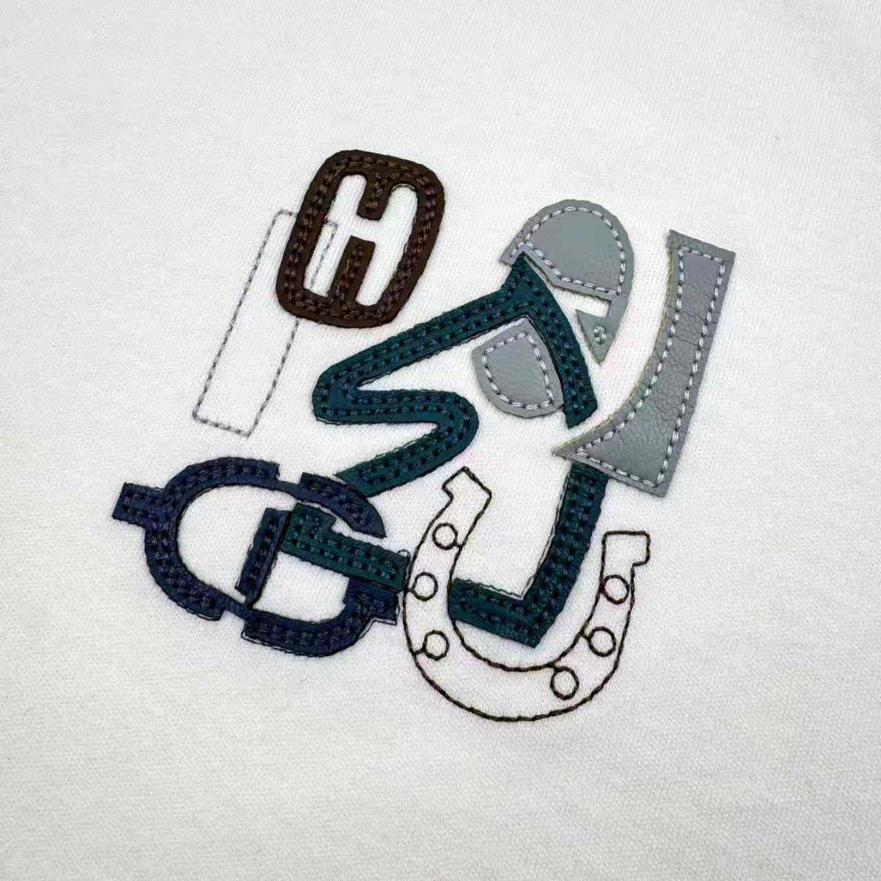 Hermes H Puzzle Leather Embroidery T-Shirt  - DopestKickz