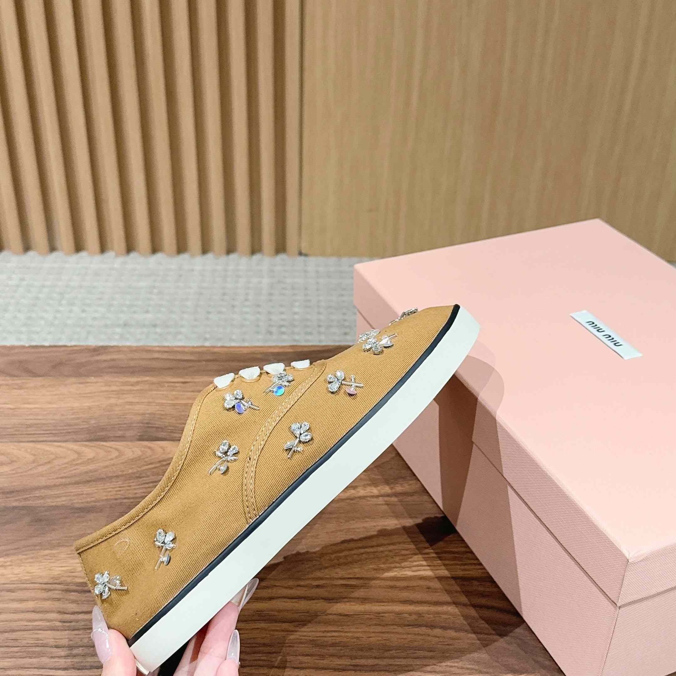 Miu Miu Embroidered Drill Sneakers - DopestKickz