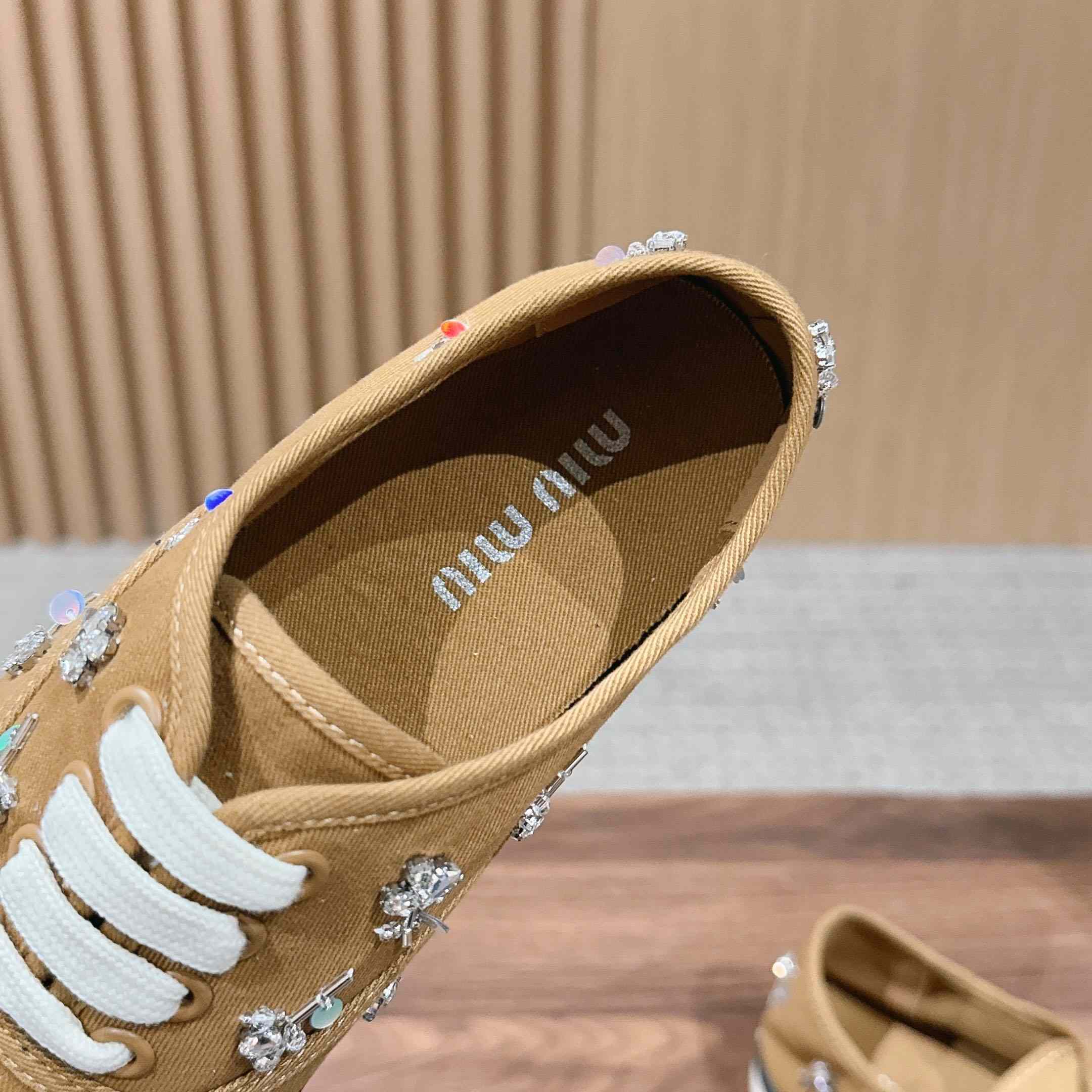 Miu Miu Embroidered Drill Sneakers - DopestKickz
