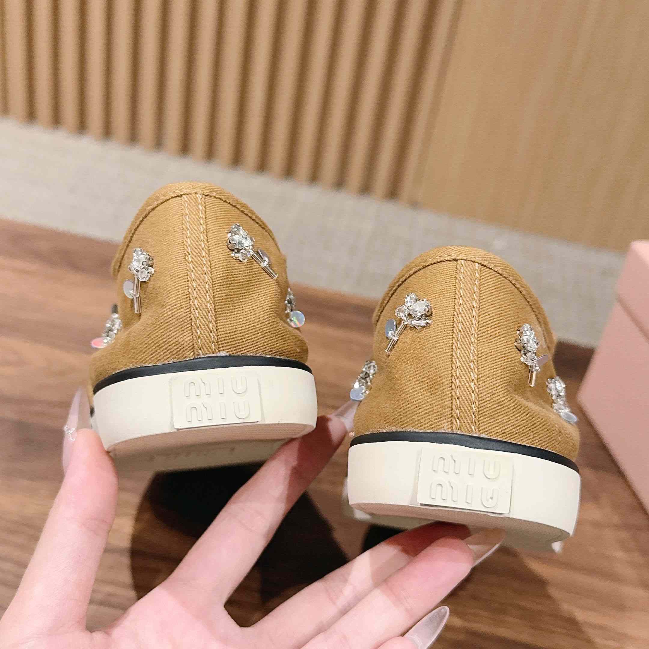 Miu Miu Embroidered Drill Sneakers - DopestKickz