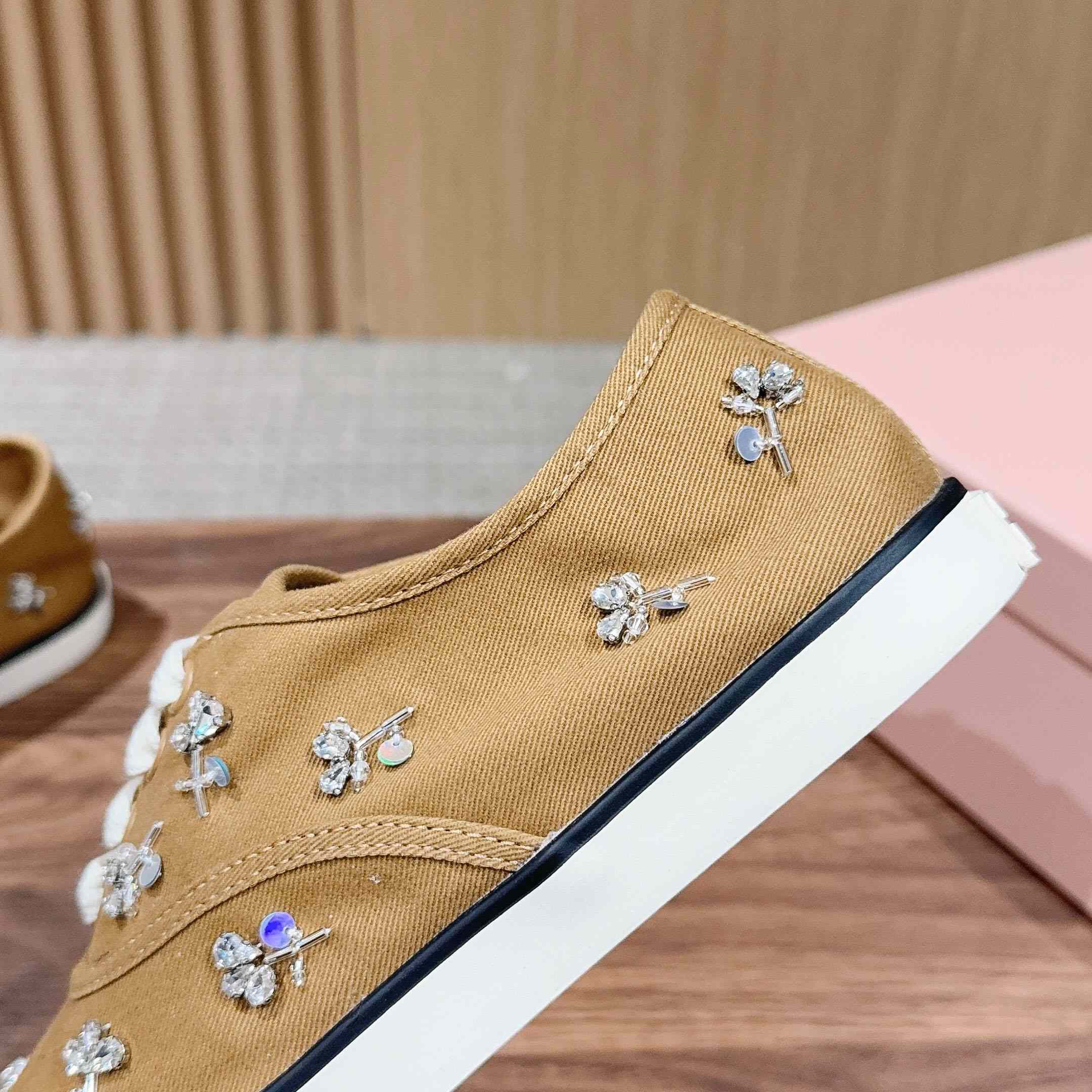 Miu Miu Embroidered Drill Sneakers - DopestKickz