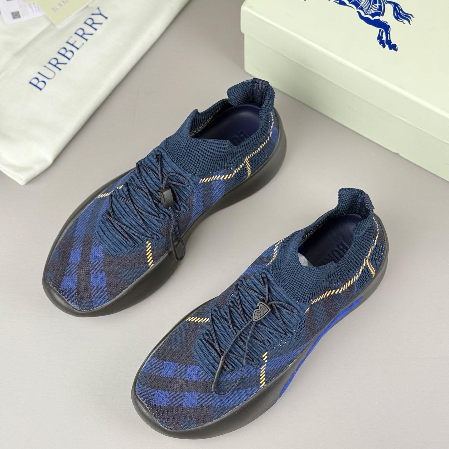 Burberry Check Knit Neptune Sneakers - DopestKickz