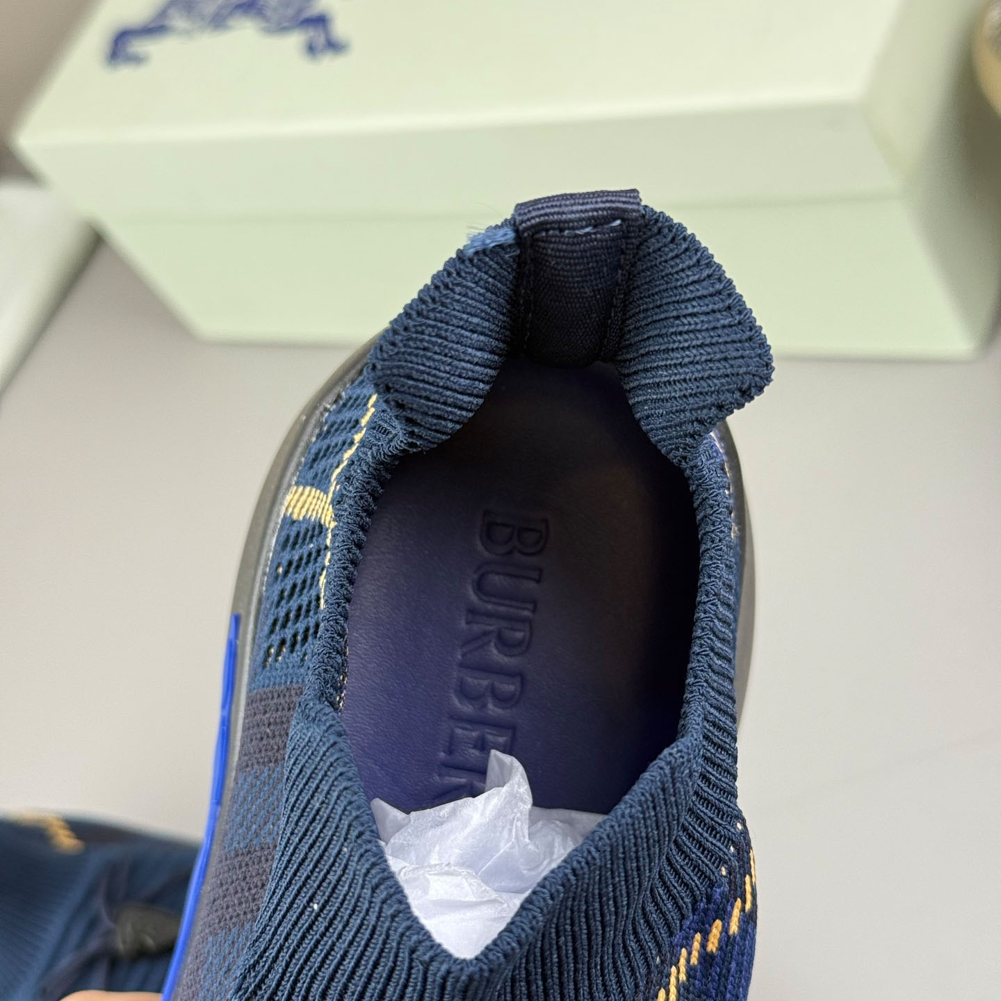 Burberry Check Knit Neptune Sneakers - DopestKickz