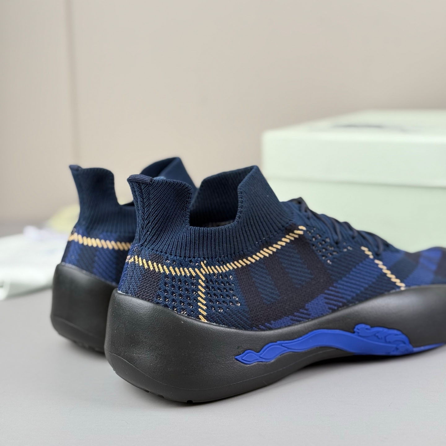 Burberry Check Knit Neptune Sneakers - DopestKickz