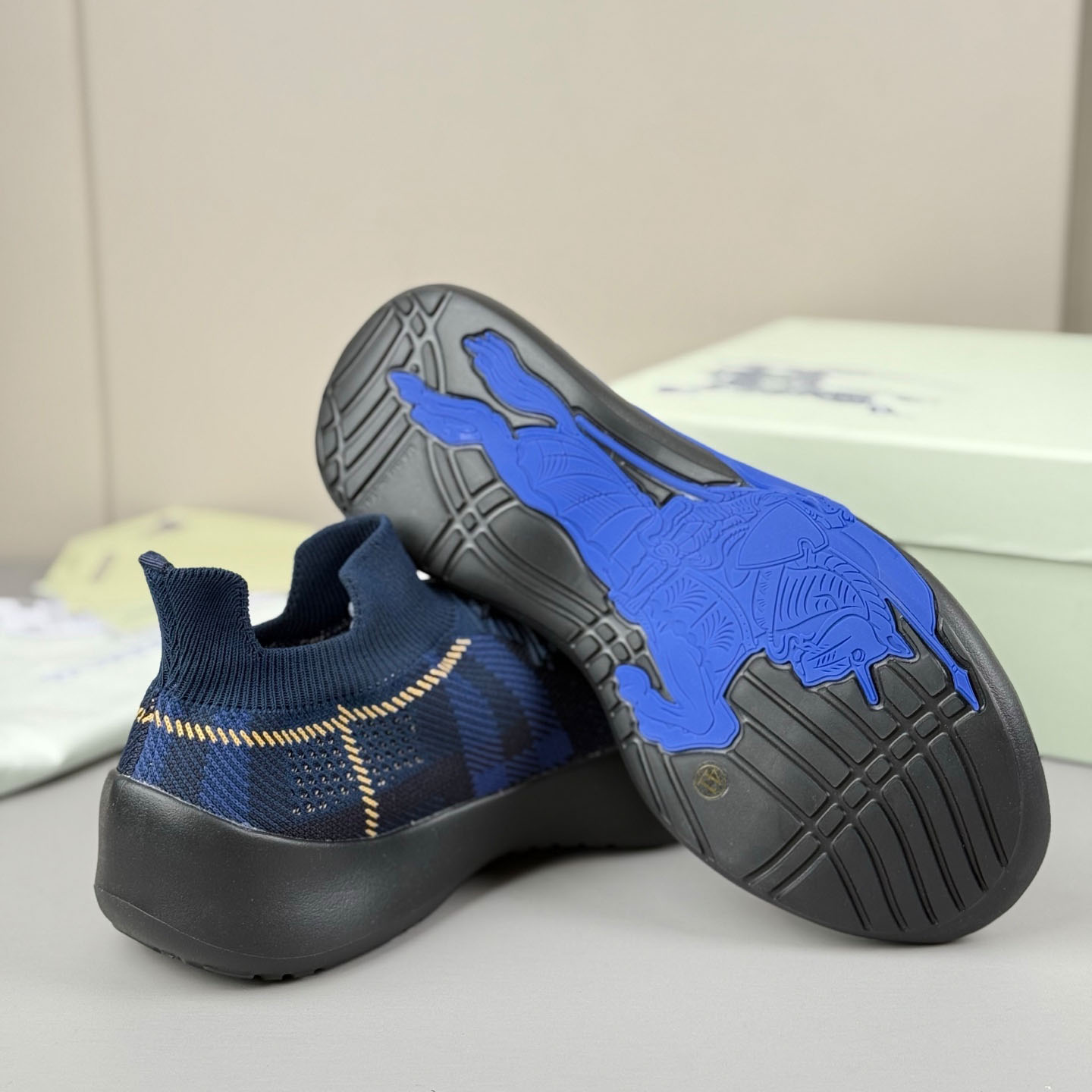 Burberry Check Knit Neptune Sneakers - DopestKickz