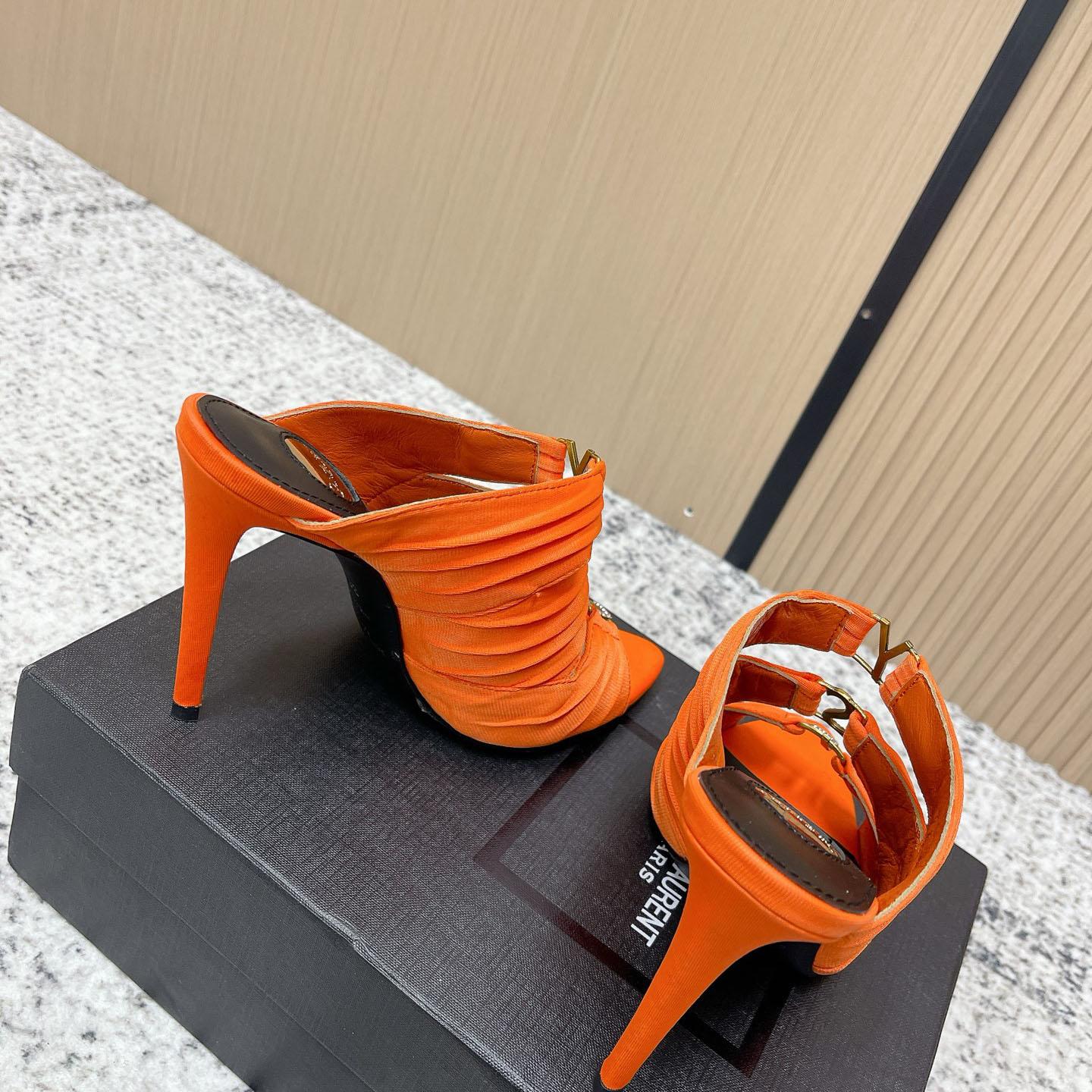 Saint Laurent EMILIE Mules In Satin Crepe - DopestKickz